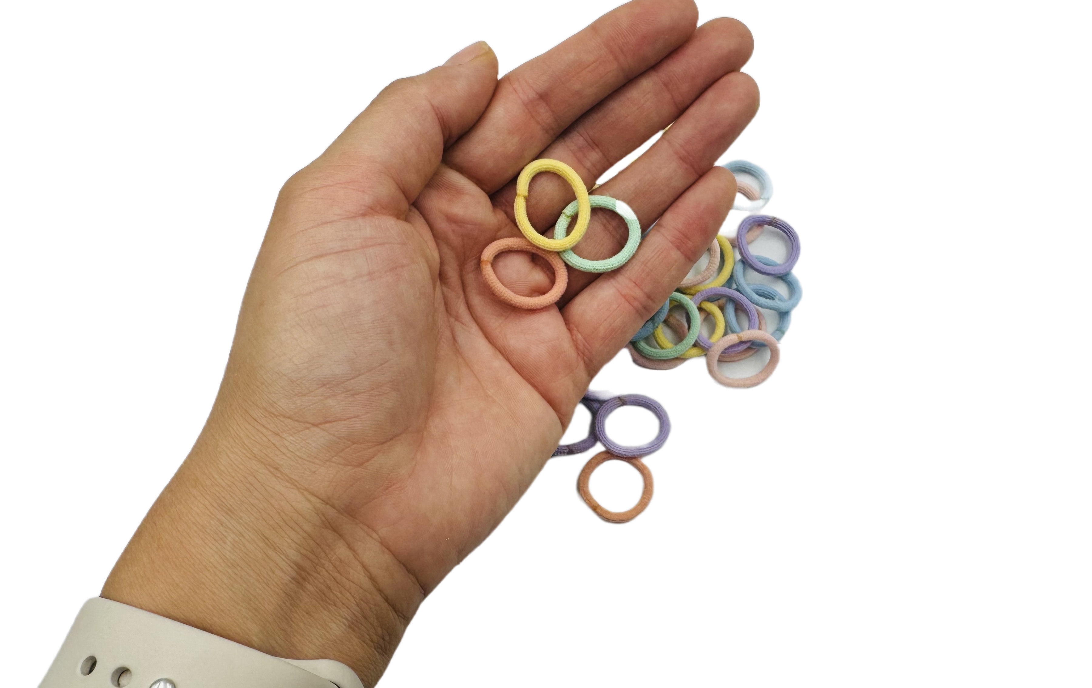 Caja 60 Mini Ligas Para Cabello Dona Elástica Colores Moda (Pastel)