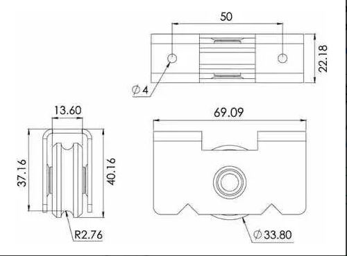 2 Carretillas De Aluminio Para Ventana Corrediza 3 Pulgadas