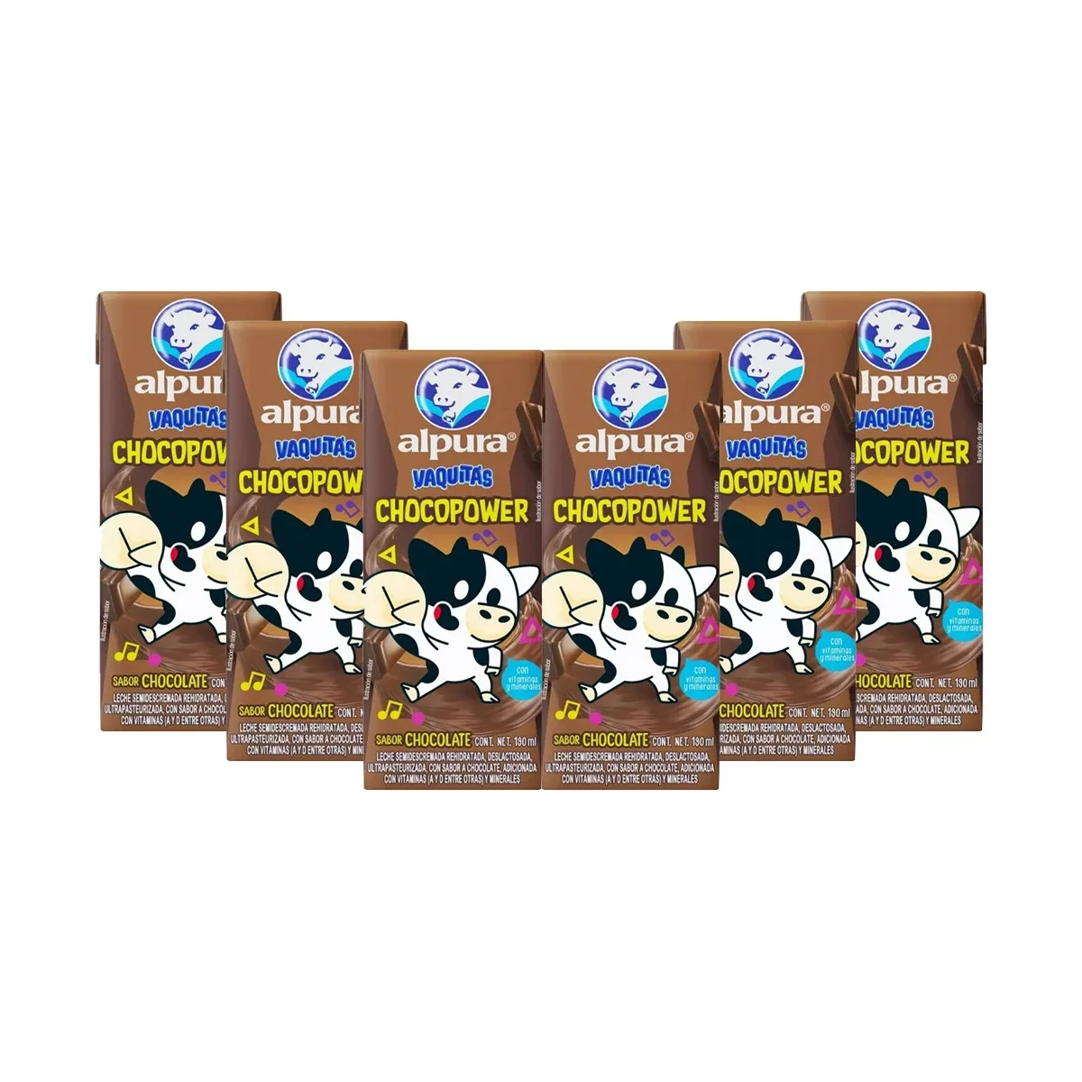 Leche Alpura Vaquitas Lechitas Sabor Chocolate 6 Pzs 190 ml