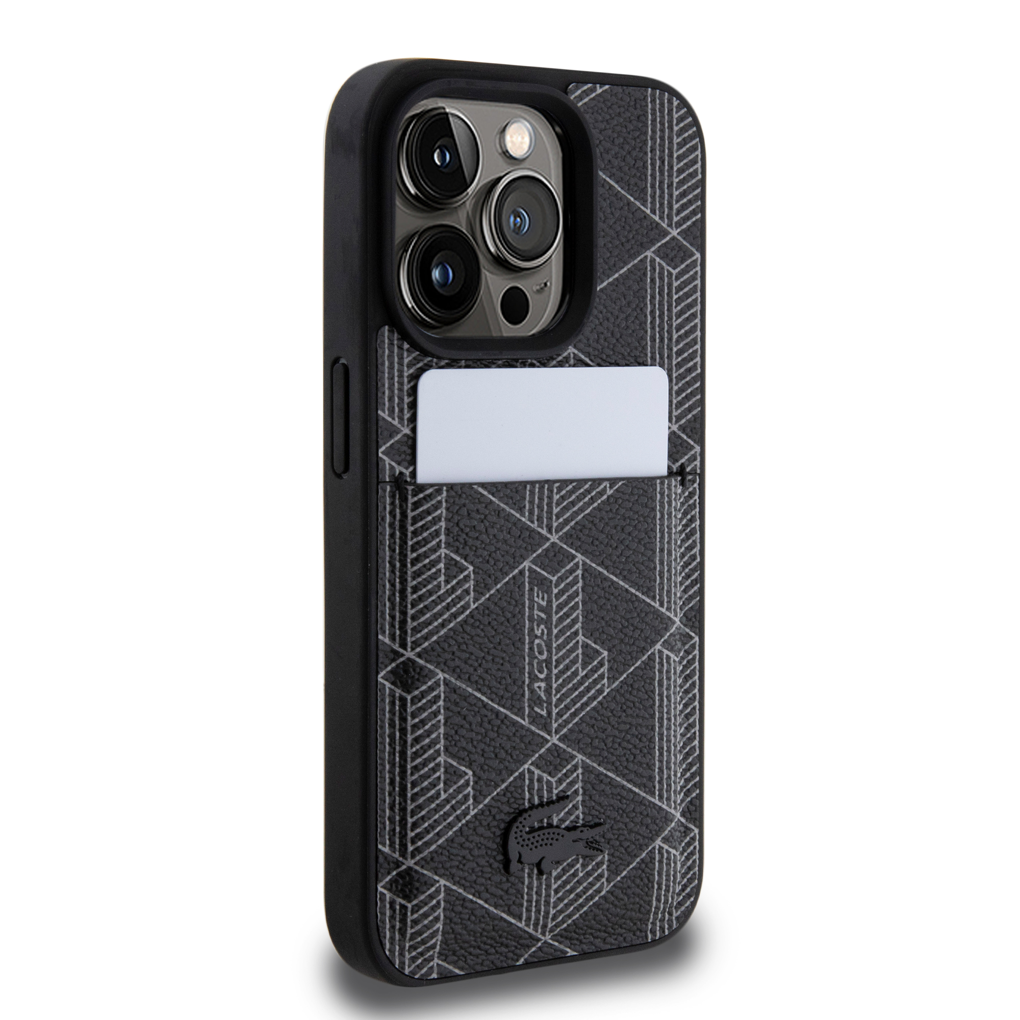 Funda Lacoste de PU Tarjetero para iPhone 15 Pro Negro