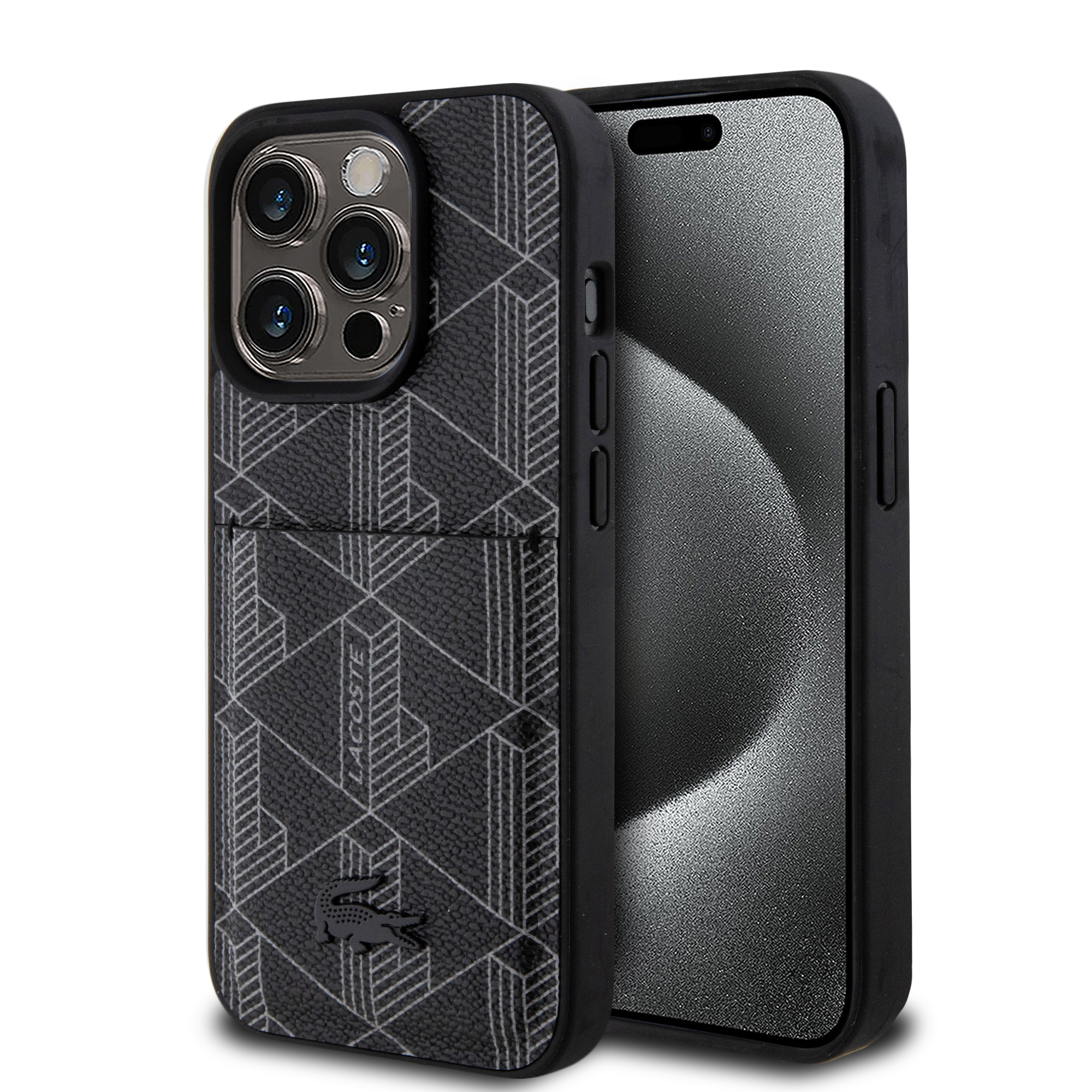 Funda Lacoste de PU Tarjetero para iPhone 15 Pro Negro