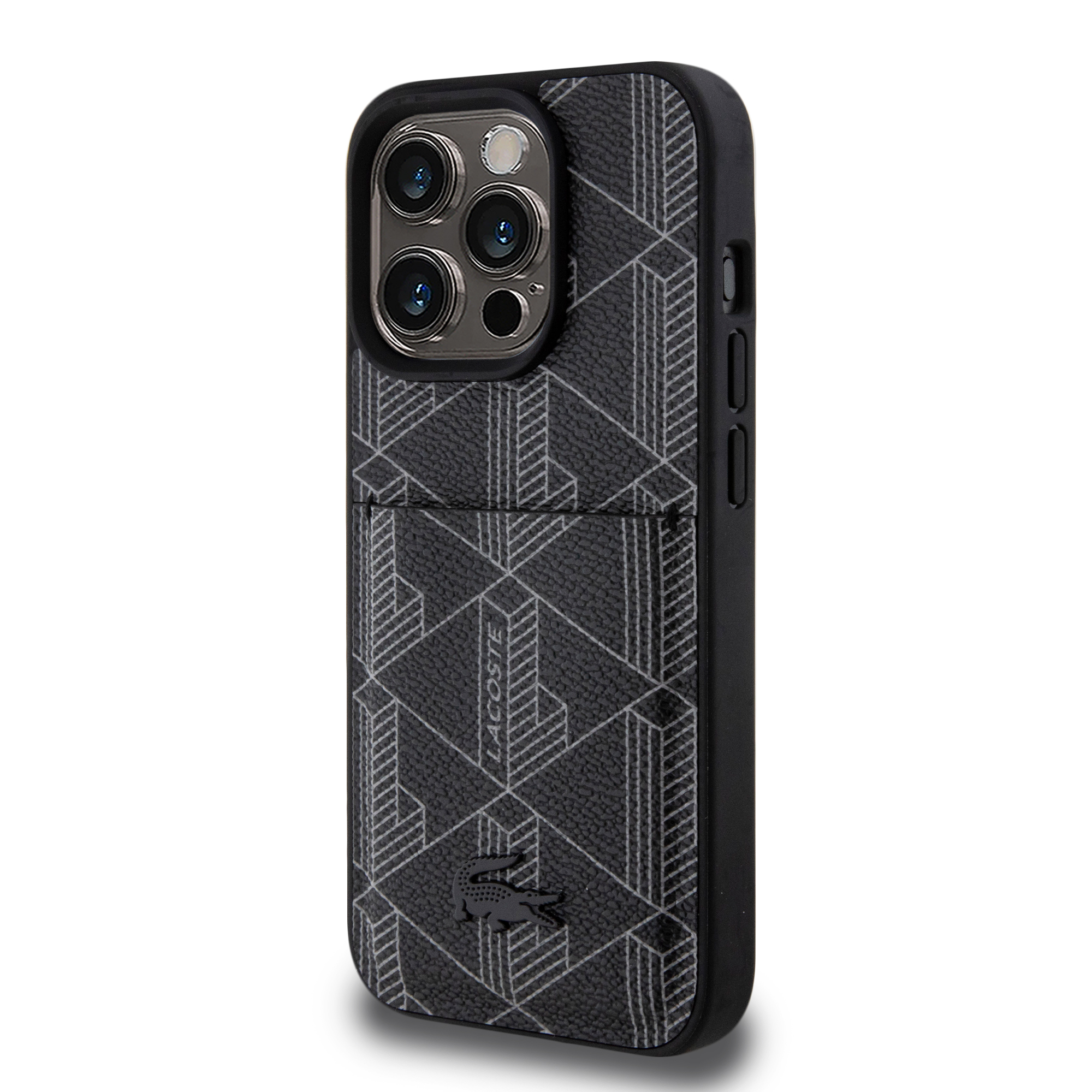 Funda Lacoste de PU Tarjetero para iPhone 15 Pro Negro