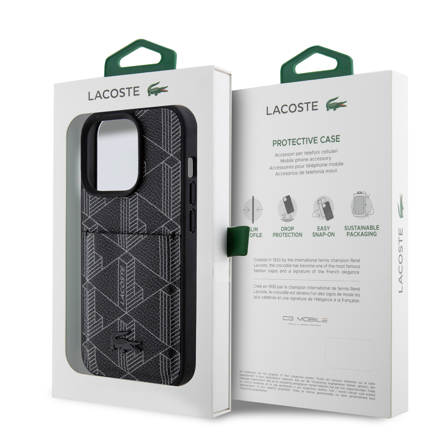 Funda Lacoste de PU Tarjetero para iPhone 15 Pro Negro