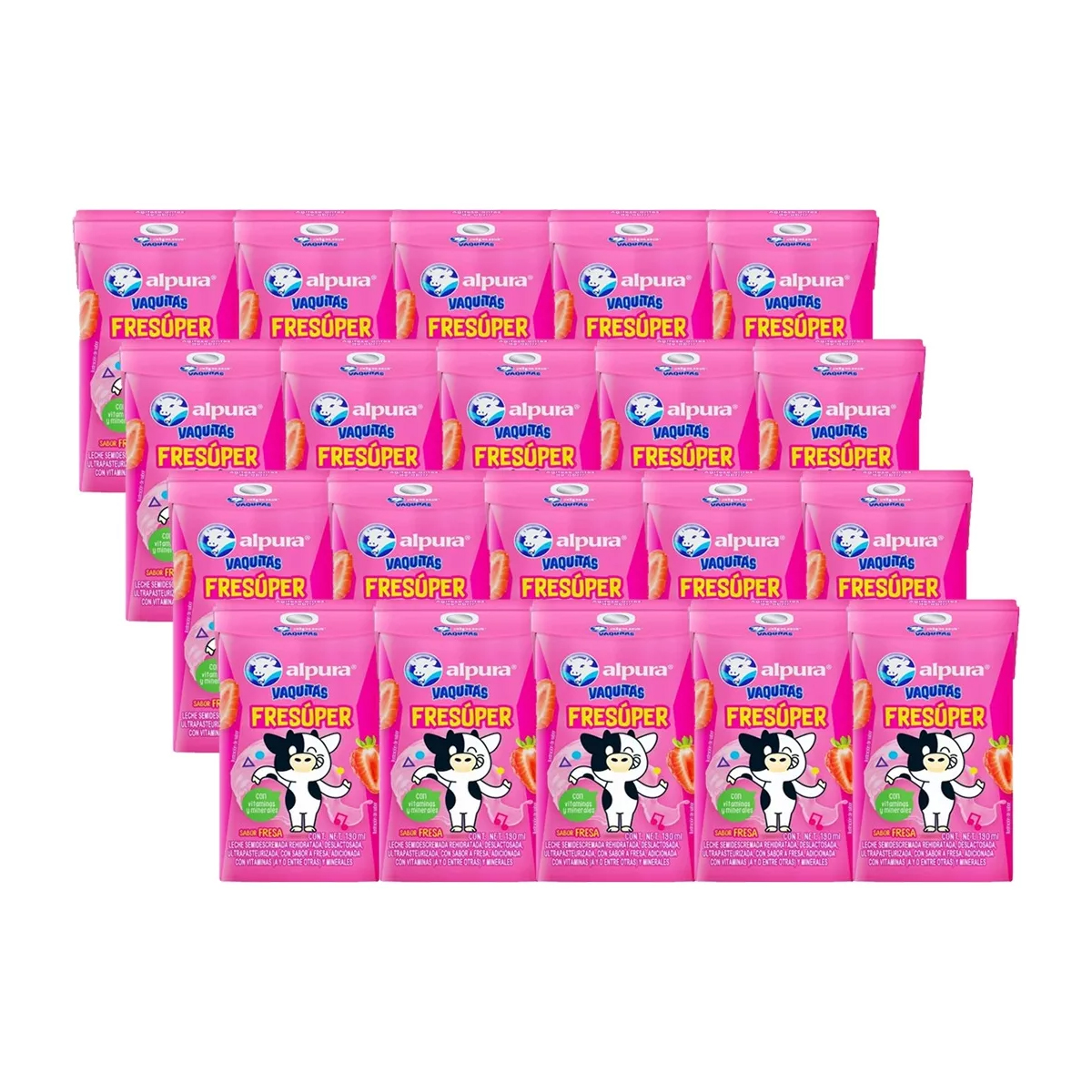 Leche Alpura Vaquitas Lechitas Sabor Fresa 20 Pzs de 190 ml