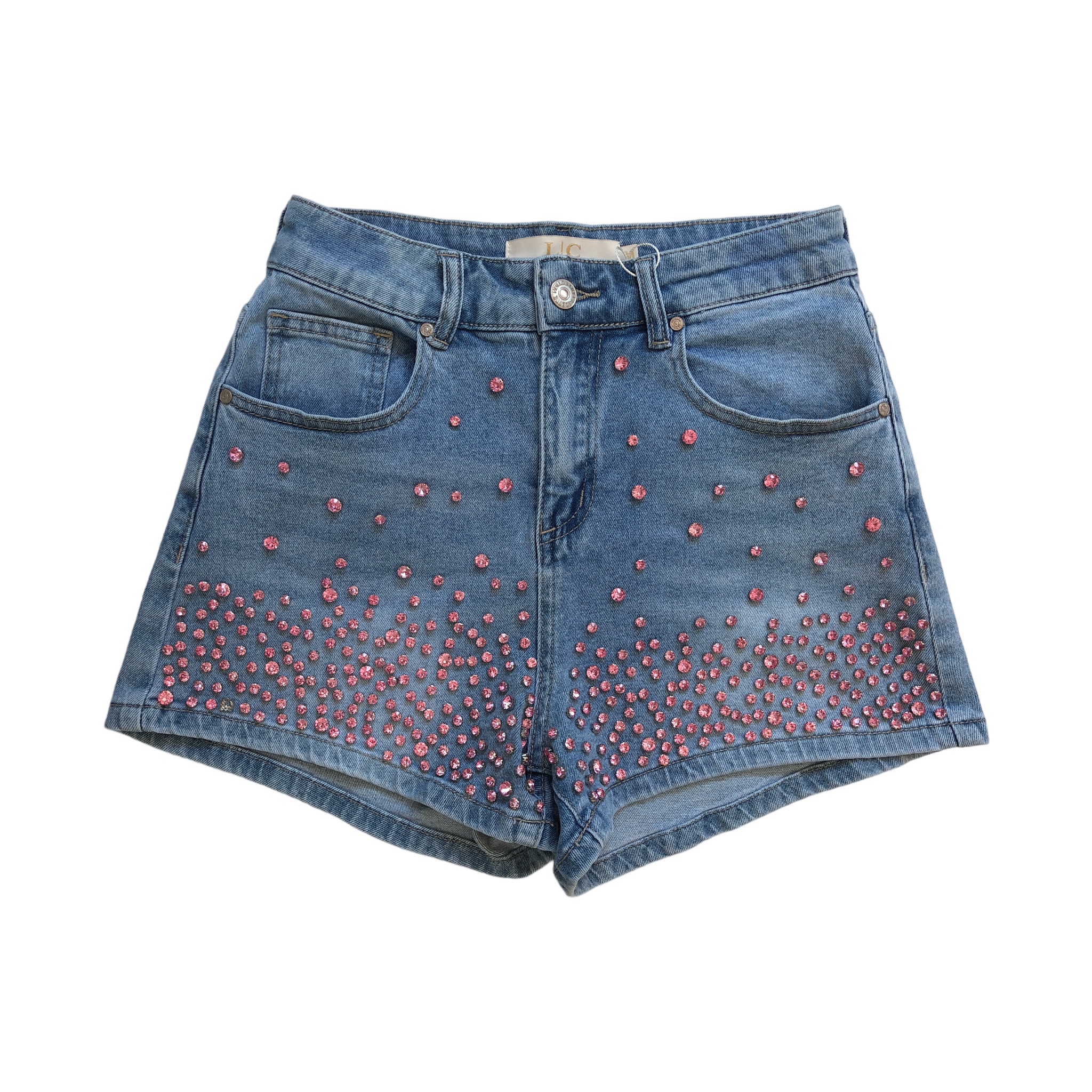 Short De Mezclilla Pedrería Rosa LC DESIGNS COLLECTION