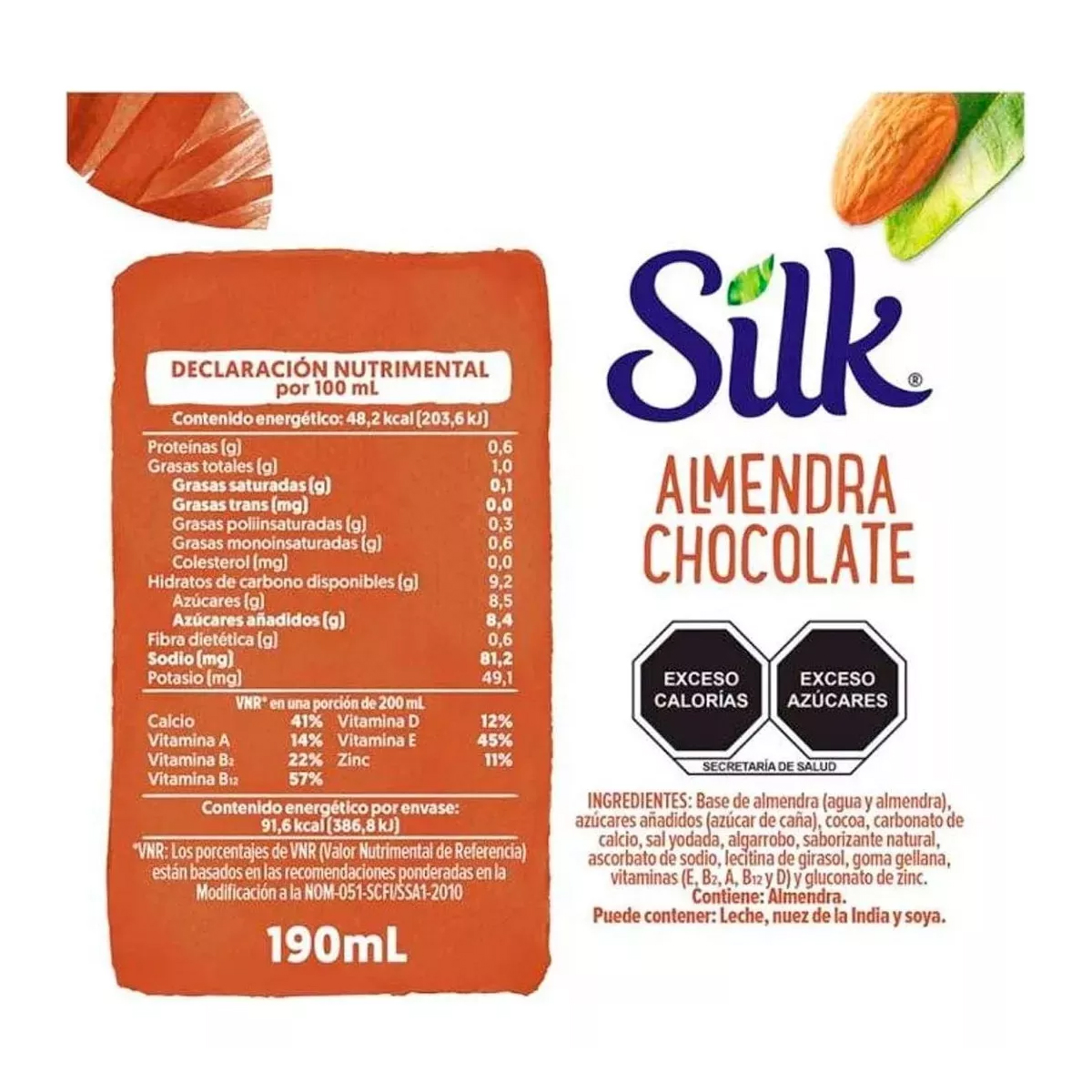Bebida Vegetal Silk Almendra Chocolate 20 Pzs de 190 ml c/u