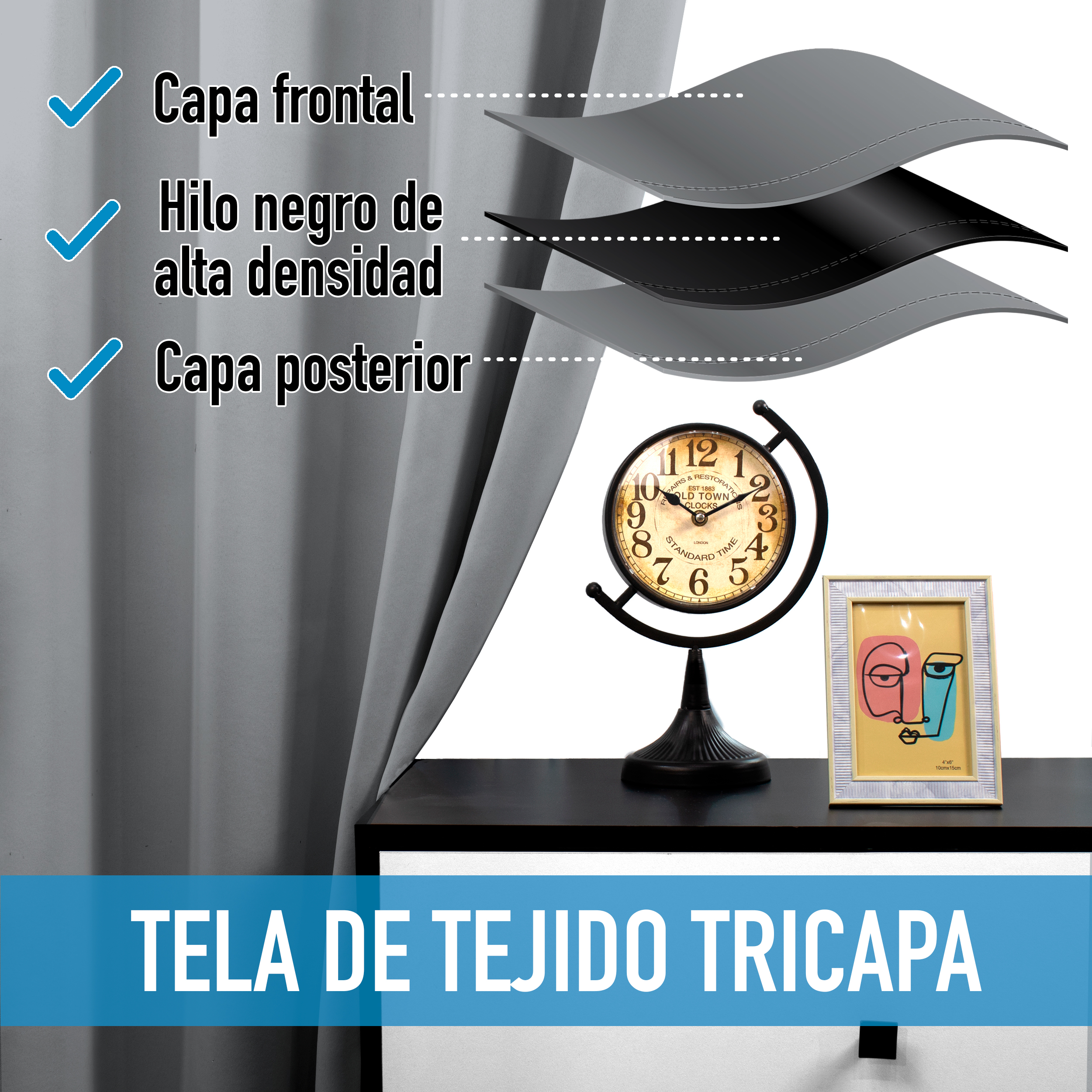 Cortinas Blackout Plateado Corta Térmico Lisa 95% Bloqueo Luz