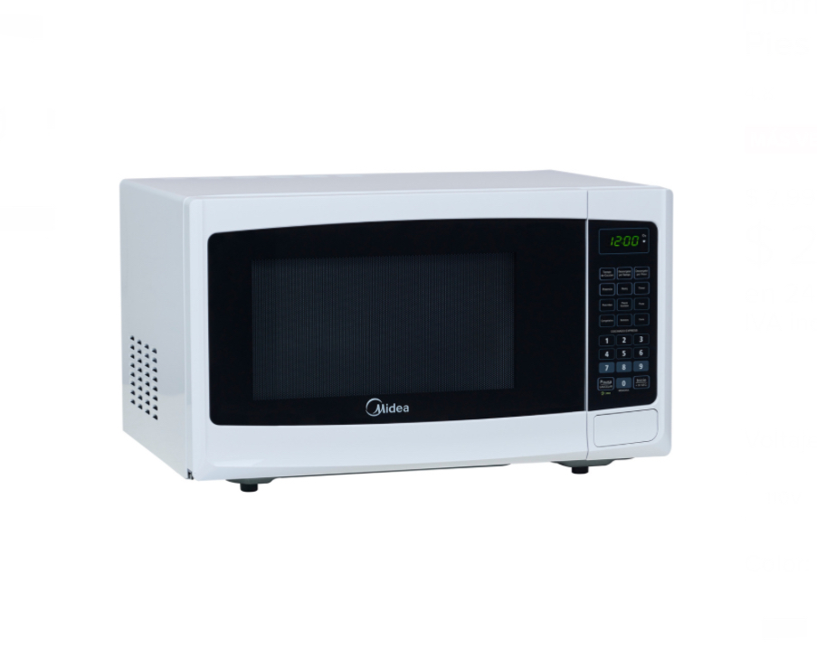 Horno de Microondas Midea 1.1 Pies Cúbicos Blanco.