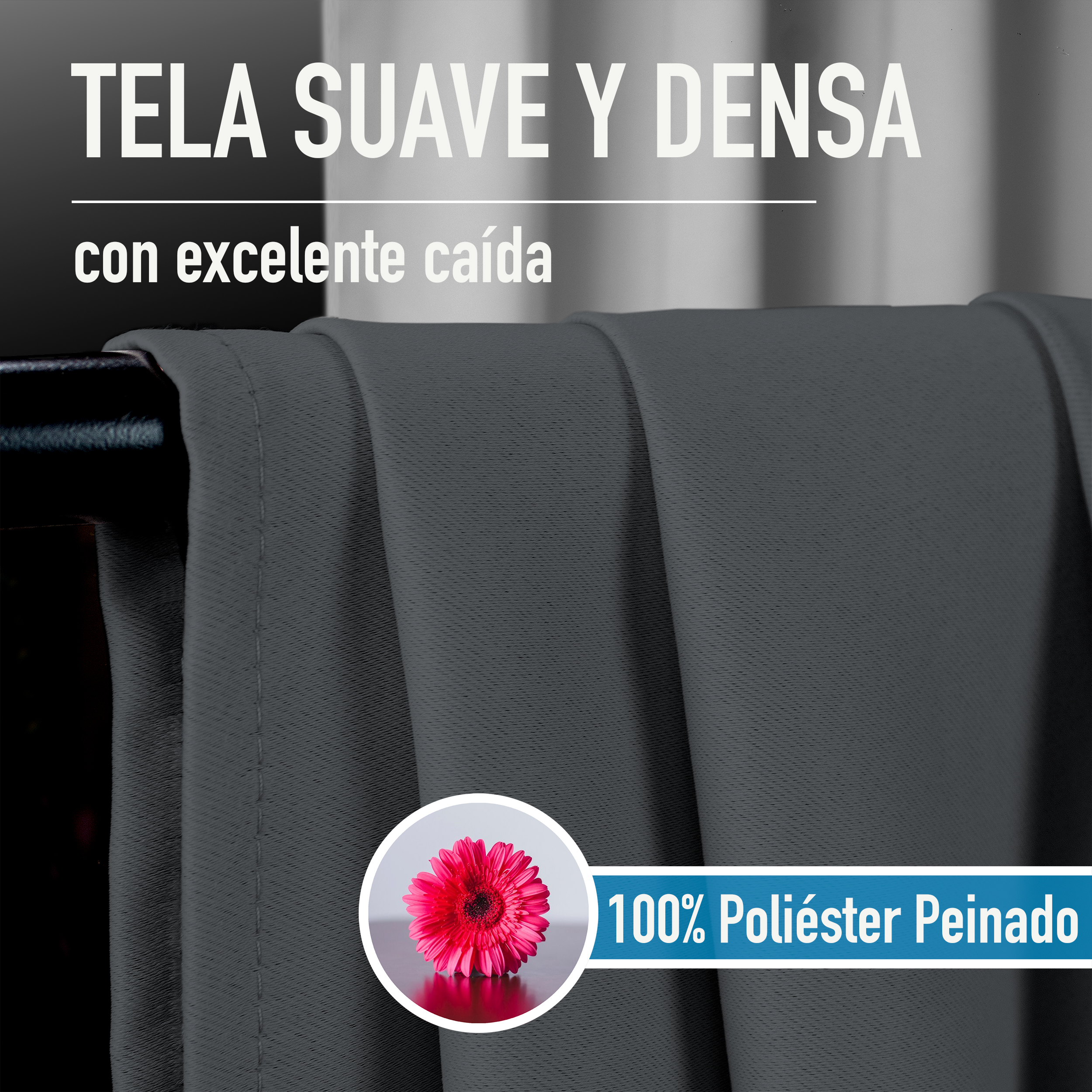 Cortinas Blackout Gris Oxford Corta Térmico Lisa 95% Bloqueo Luz