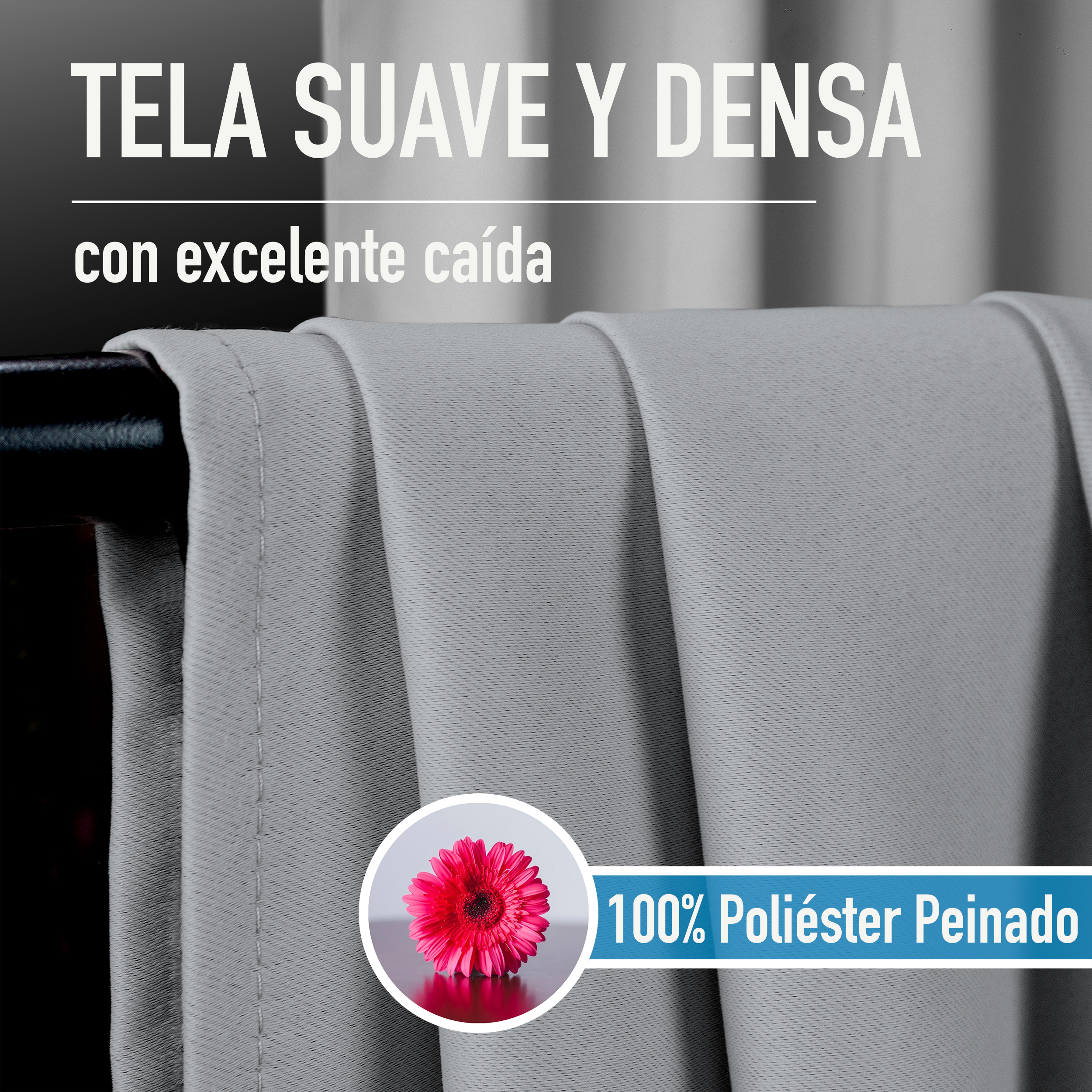 Cortinas Blackout Plateado Corta Térmico Lisa 95% Bloqueo Luz