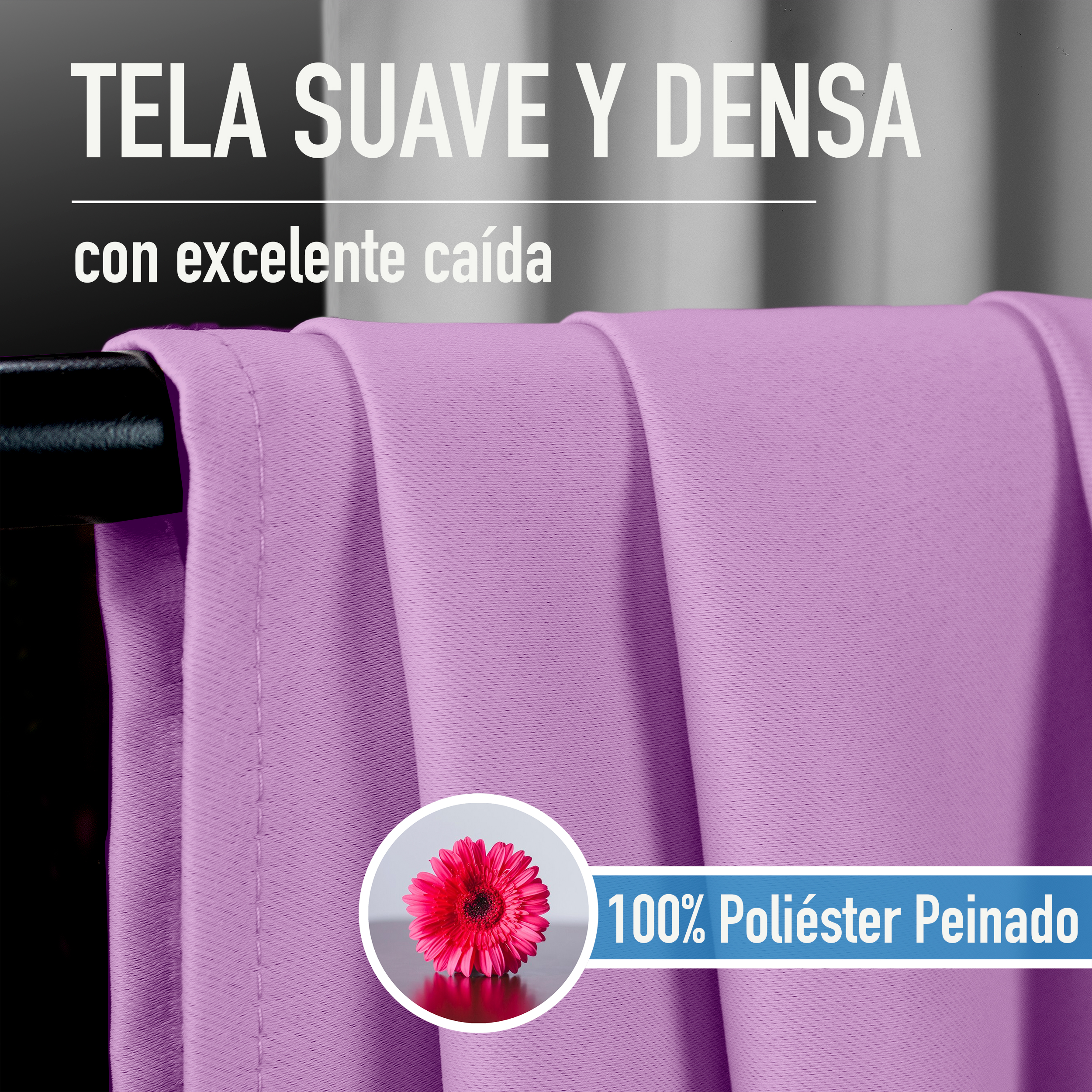 Cortinas Blackout Lila Corta Térmico Lisa 95% Bloqueo Luz