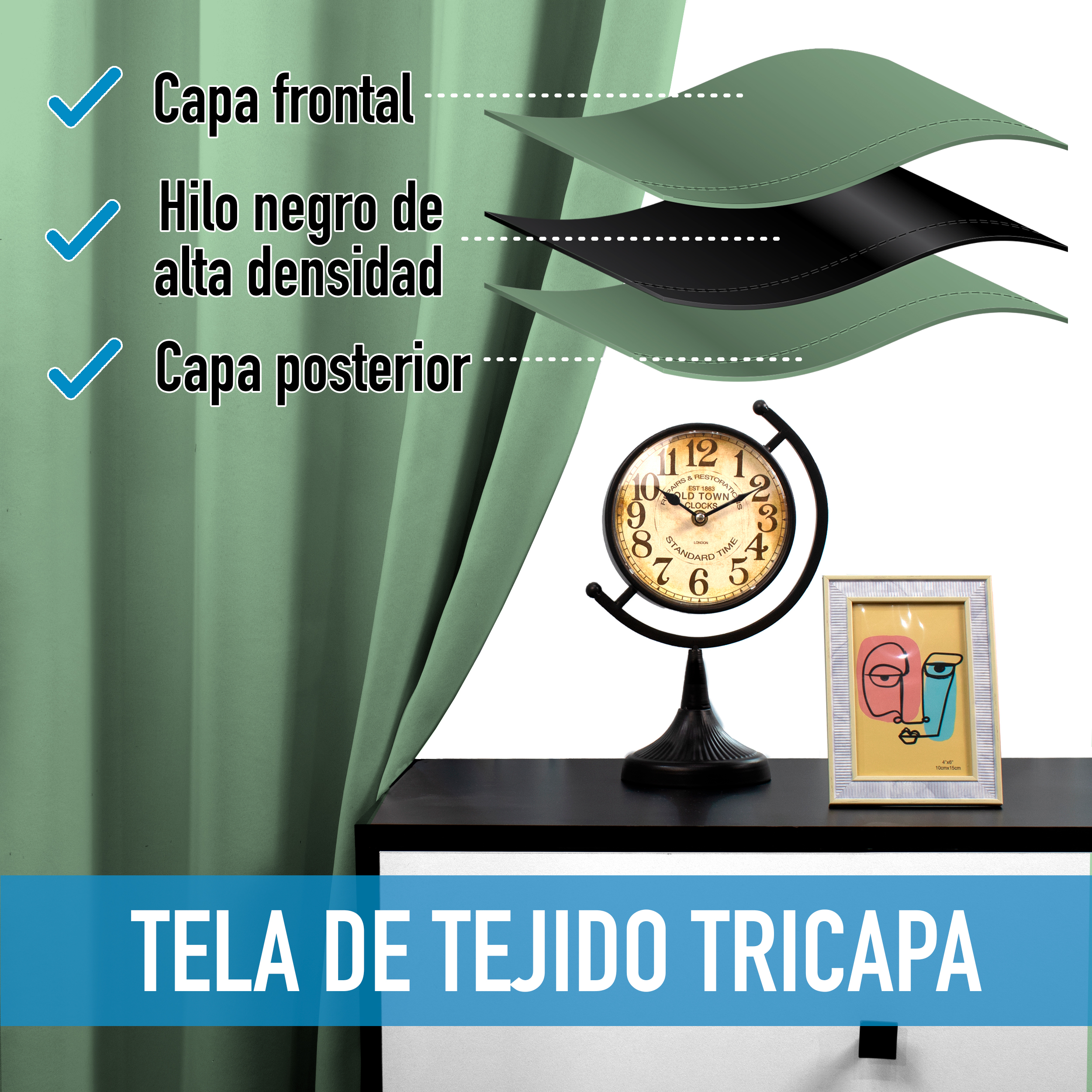 Cortinas Blackout Pistache Corta Térmico Lisa 95% Bloqueo Luz.