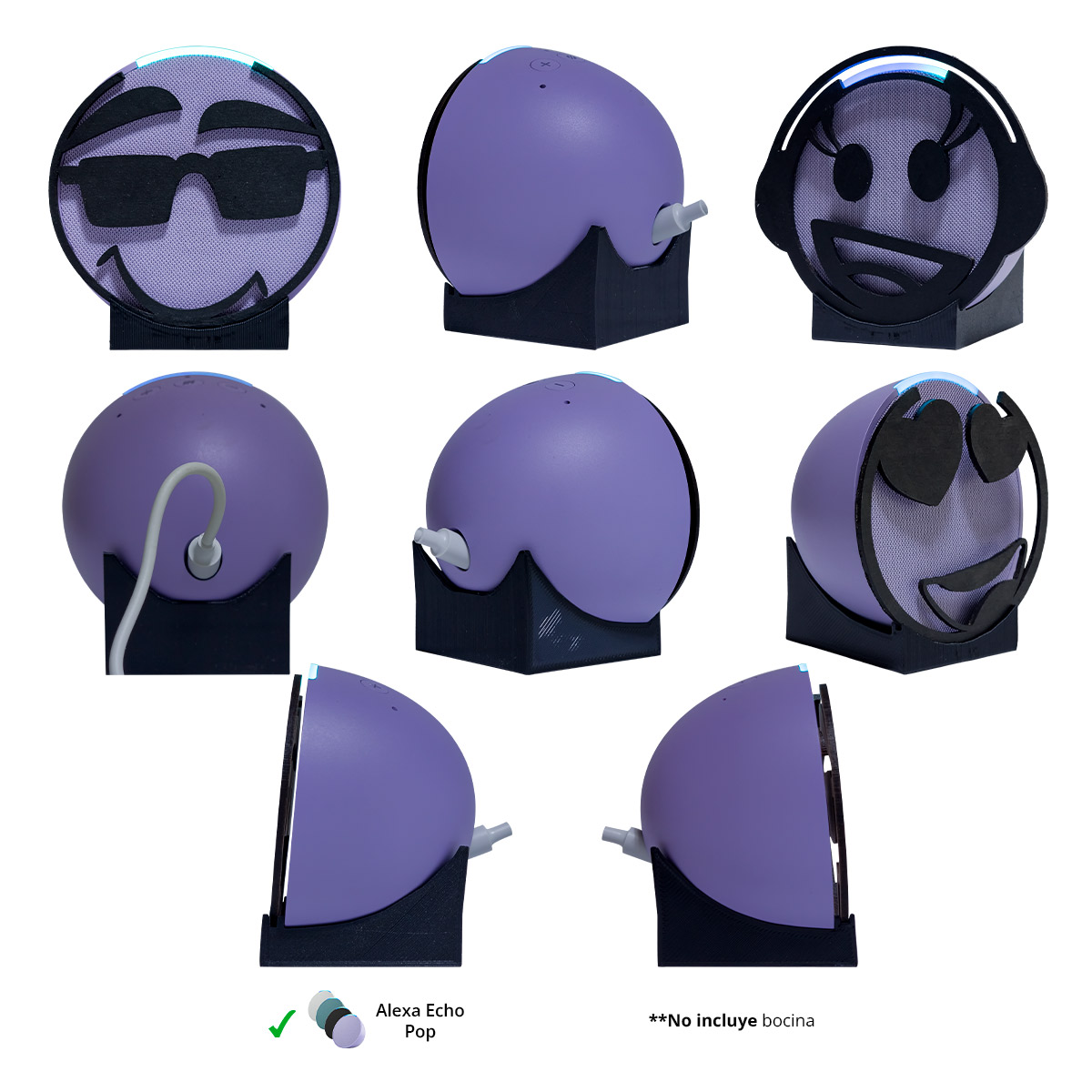 Base para Alexa Echo Pop tipo Emoticones Impremli