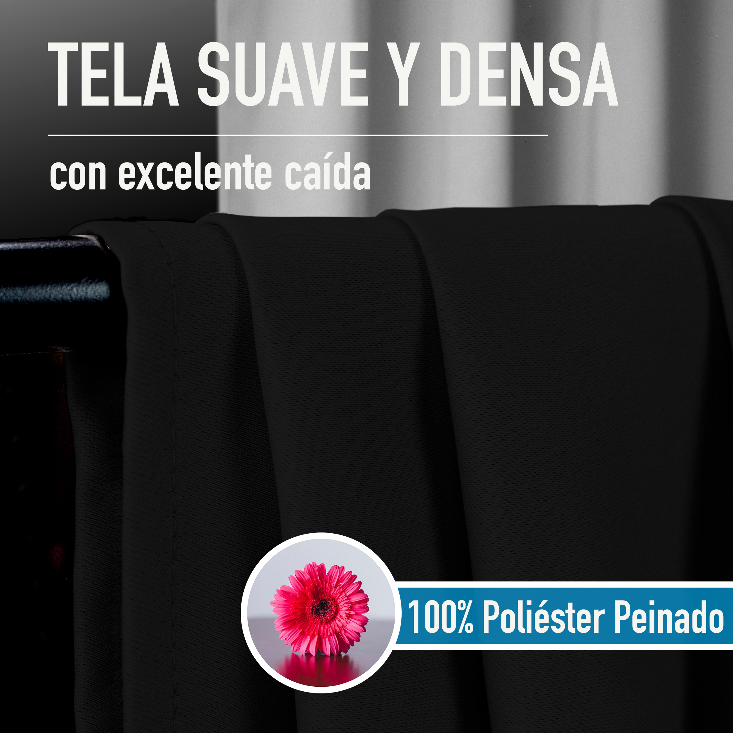 Cortinas Blackout Negro Corta Térmico Lisa 95% Bloqueo Luz