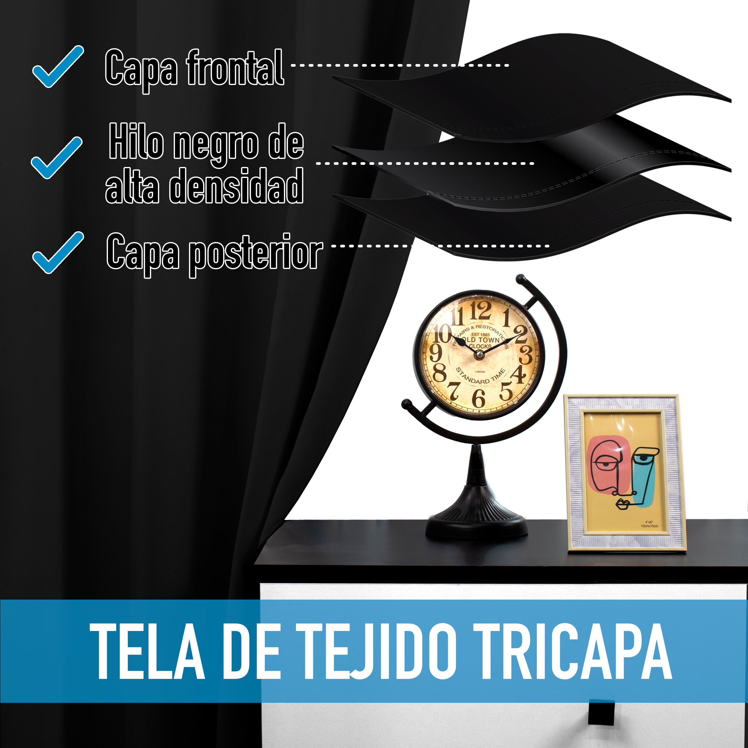 Cortinas Blackout Negro Corta Térmico Lisa 95% Bloqueo Luz