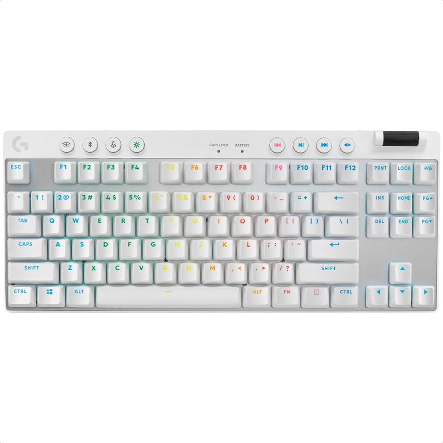 Teclado Logitech G PRO X TKL Mecanico Switch GX Brown RGB Inalambrico Blanco Gamer 920-012143
