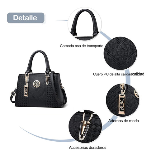 Bolso Mano Bandolera Mujer Negra Dama Impermeable Ligero