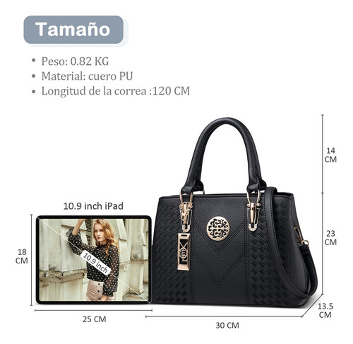 Bolso Mano Bandolera Mujer Negra Dama Impermeable Ligero