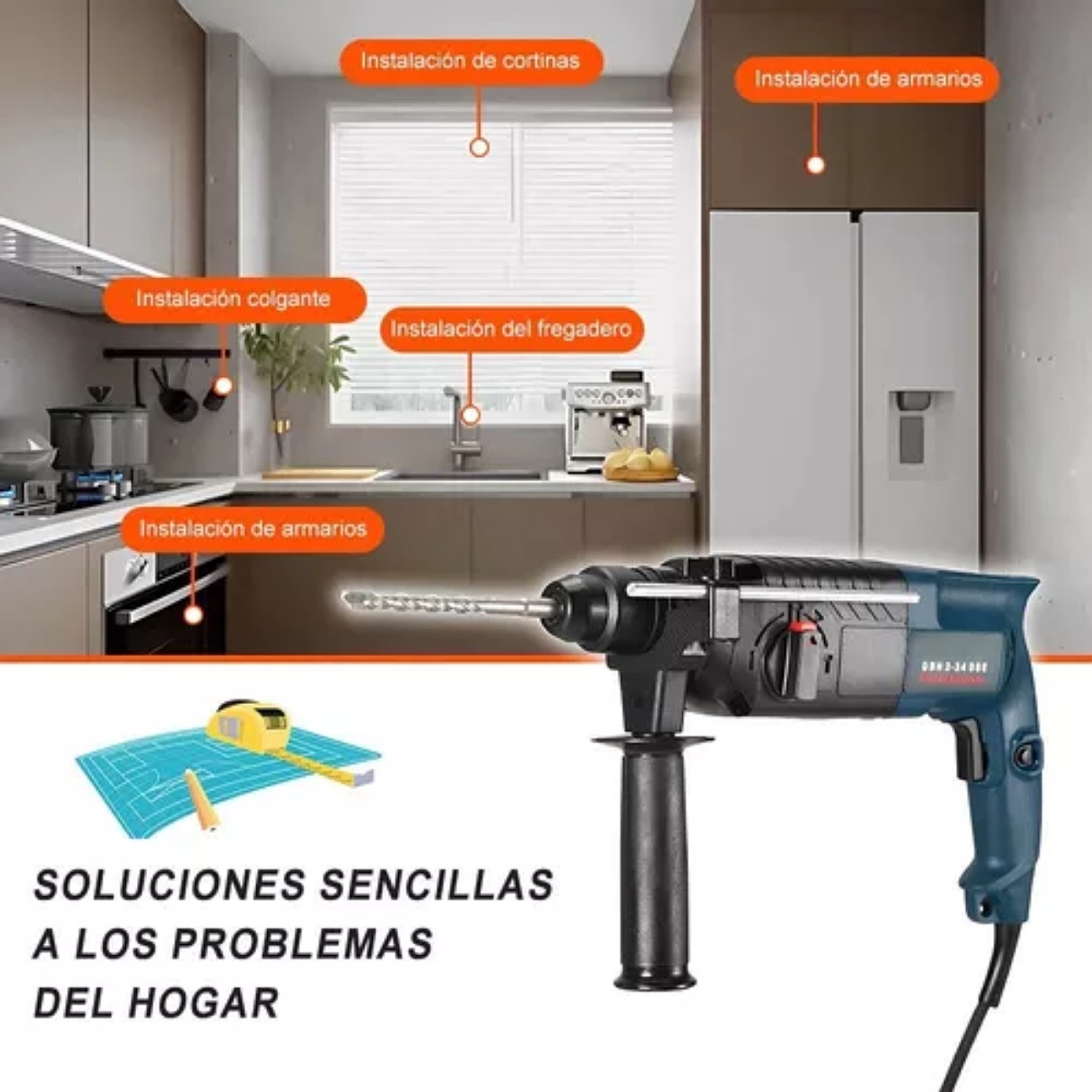 Rotomartillo Cincelador Perforador Sds 1200w Con Accesorios