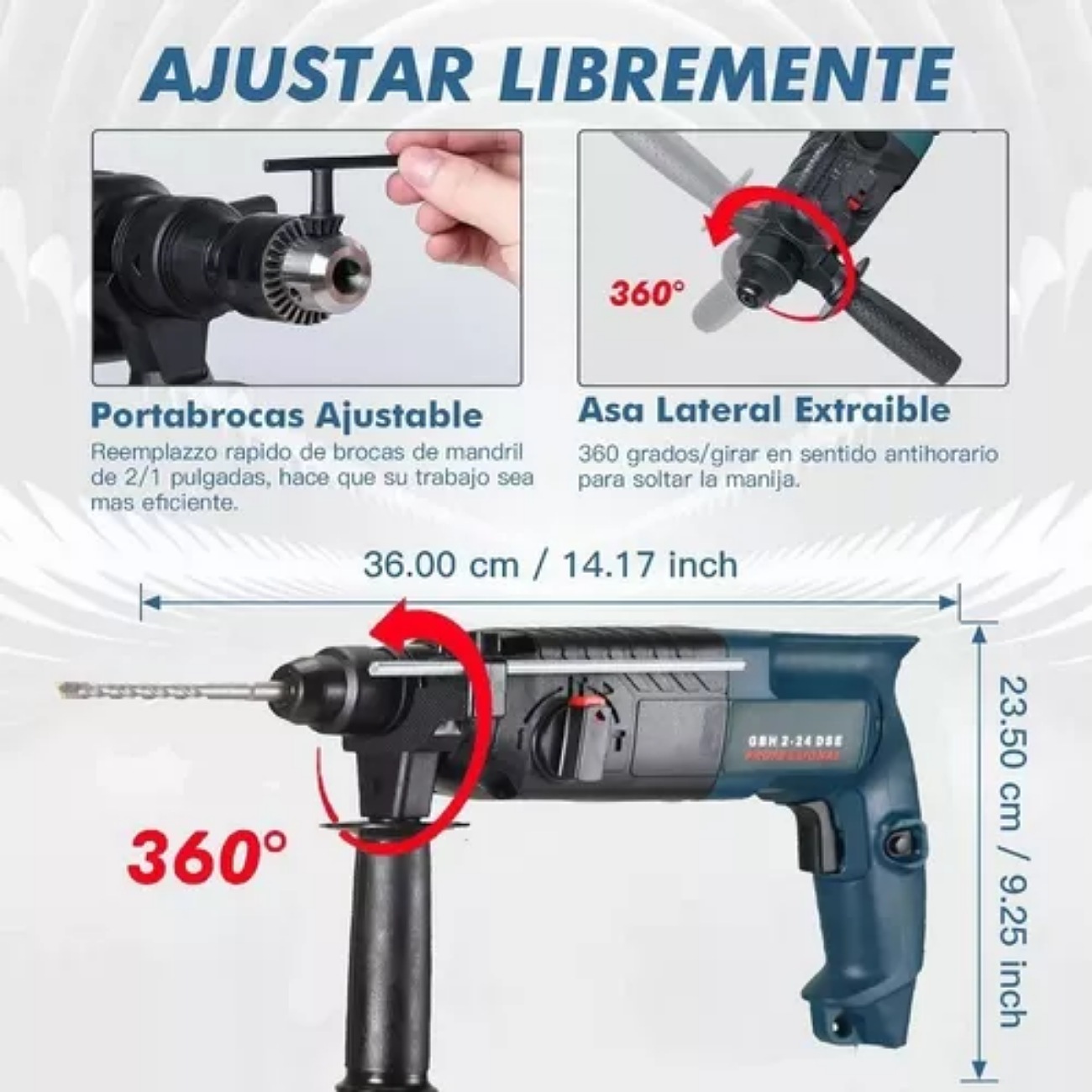 Rotomartillo Cincelador Perforador Sds 1200w Con Accesorios