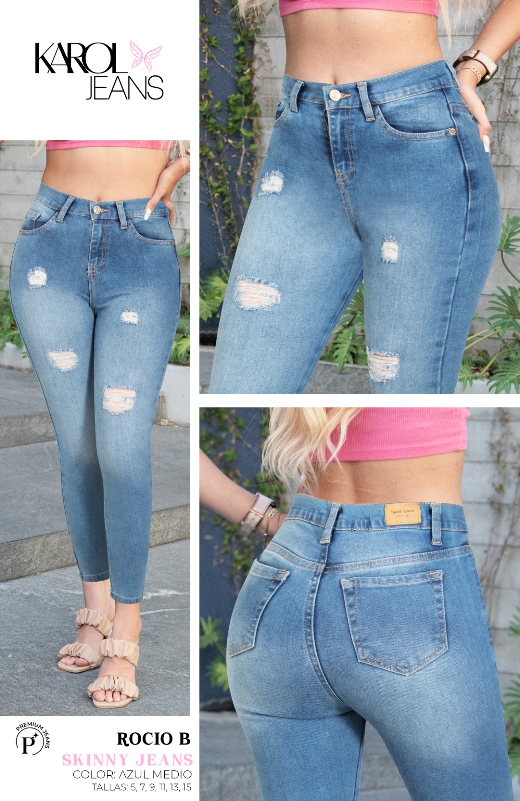 Pantalon Basico Dama Skinny ROCIO B  Karol by Praga Jeans .