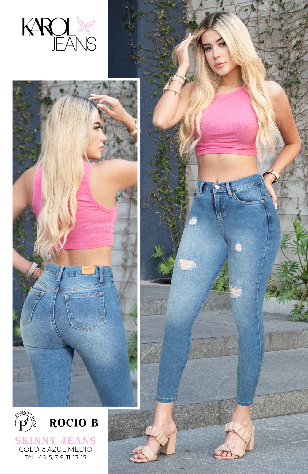 Pantalon Basico Dama Skinny ROCIO B  Karol by Praga Jeans .