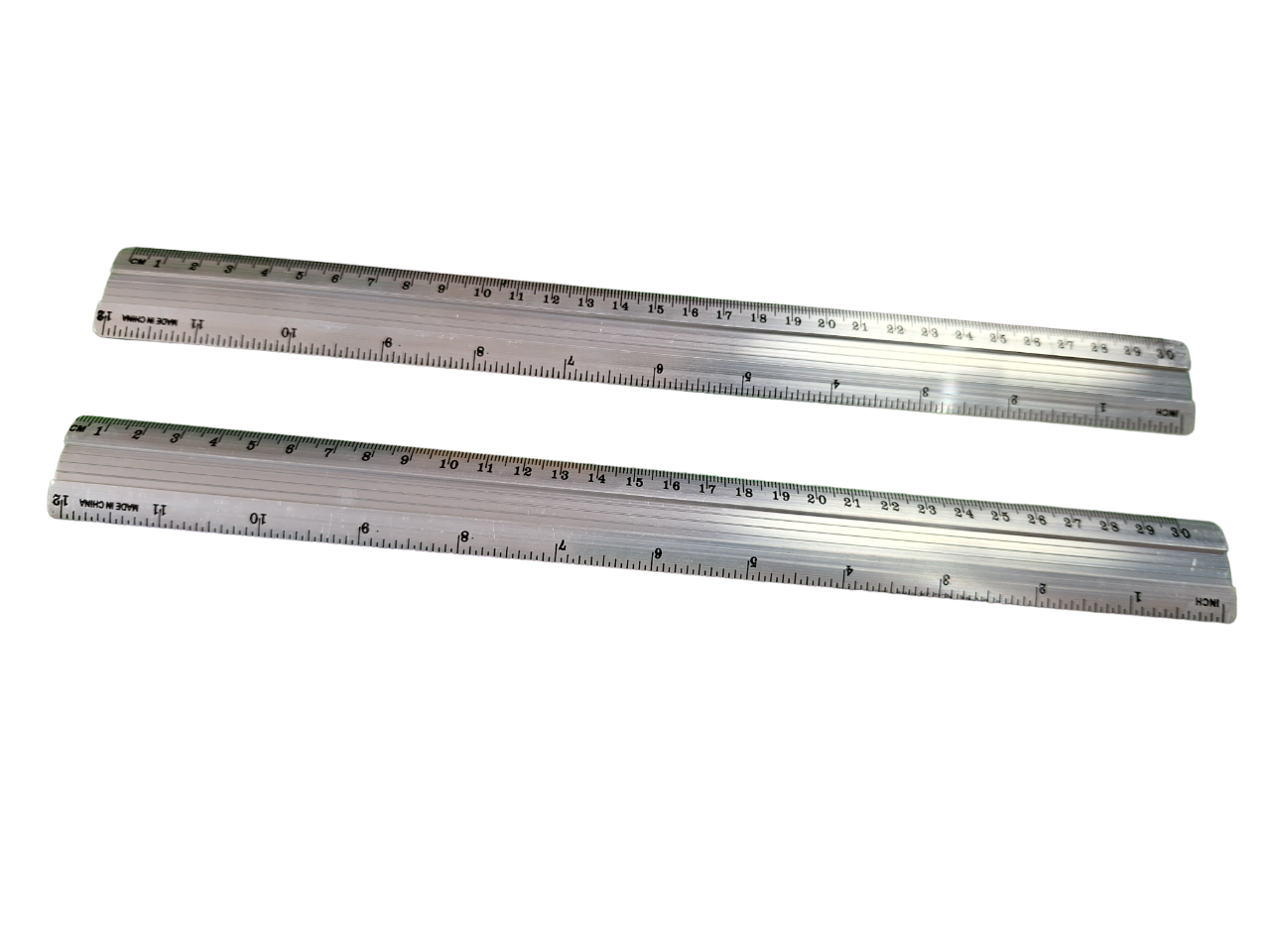 2piezas Regla 30 Cm Metal Inoxidable Color Plata Ligera Escolar Oficina