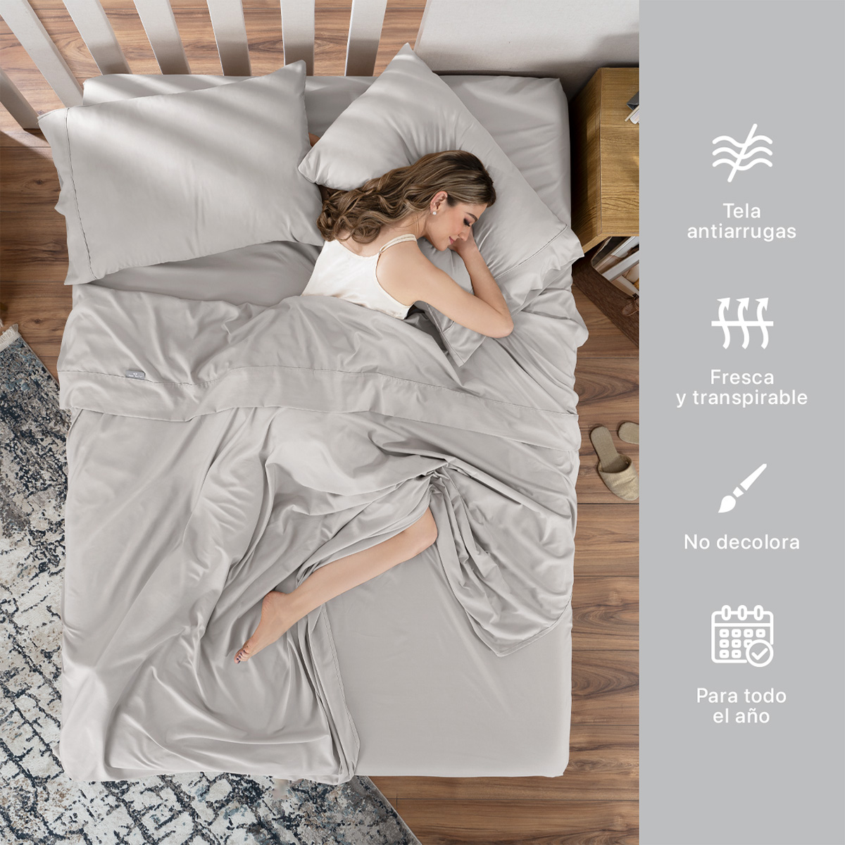 Juego de Sábanas Microfibra Matrimonial Beige REAL TEXTIL