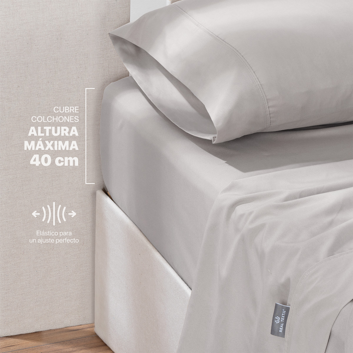Juego de Sábanas Microfibra Matrimonial Beige REAL TEXTIL