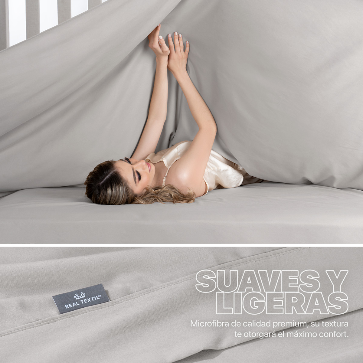 Juego de Sábanas Microfibra Matrimonial Beige REAL TEXTIL