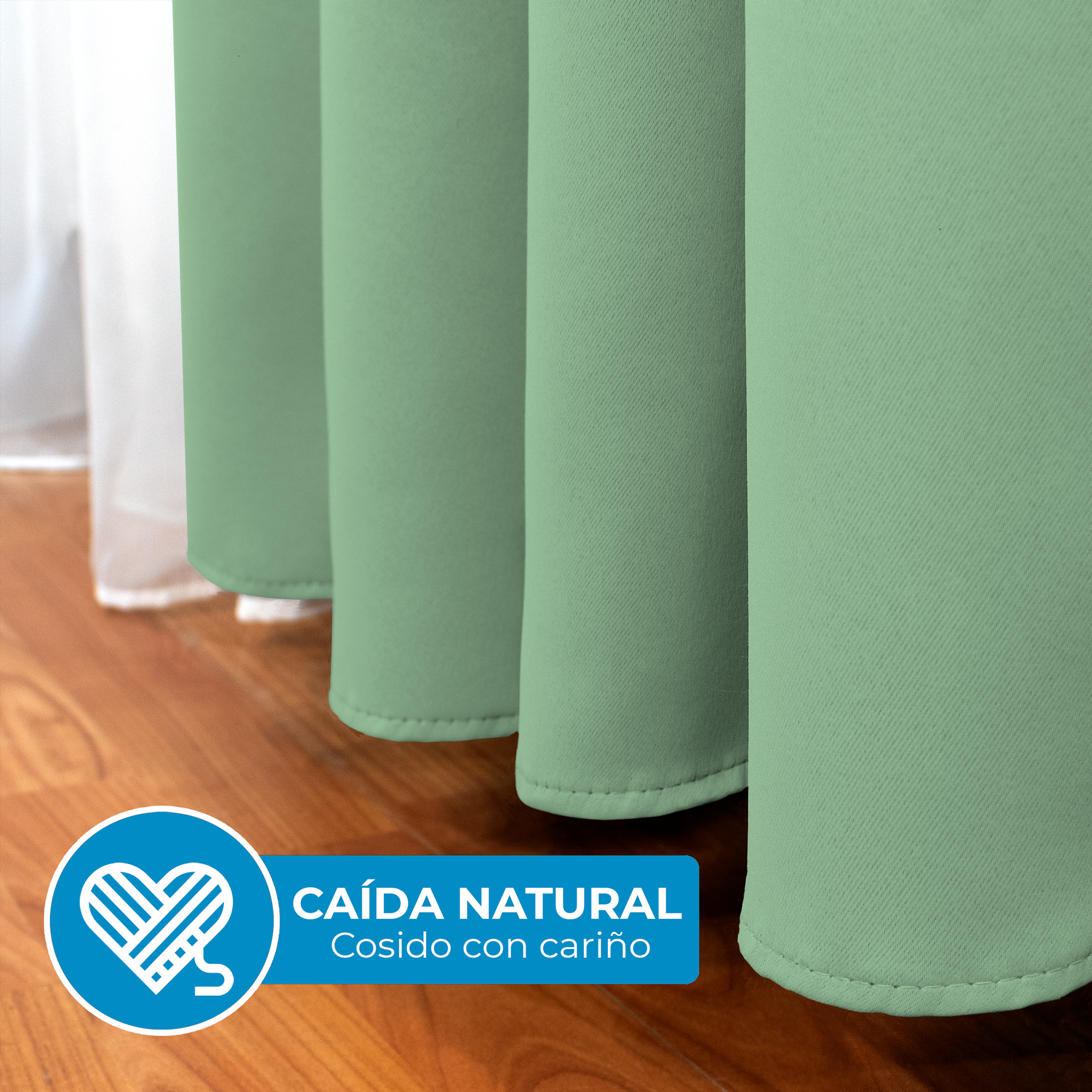 Cortinas Blackout Pistache Térmico Largas Lisa Opaca 95% Bloqueo Luz .