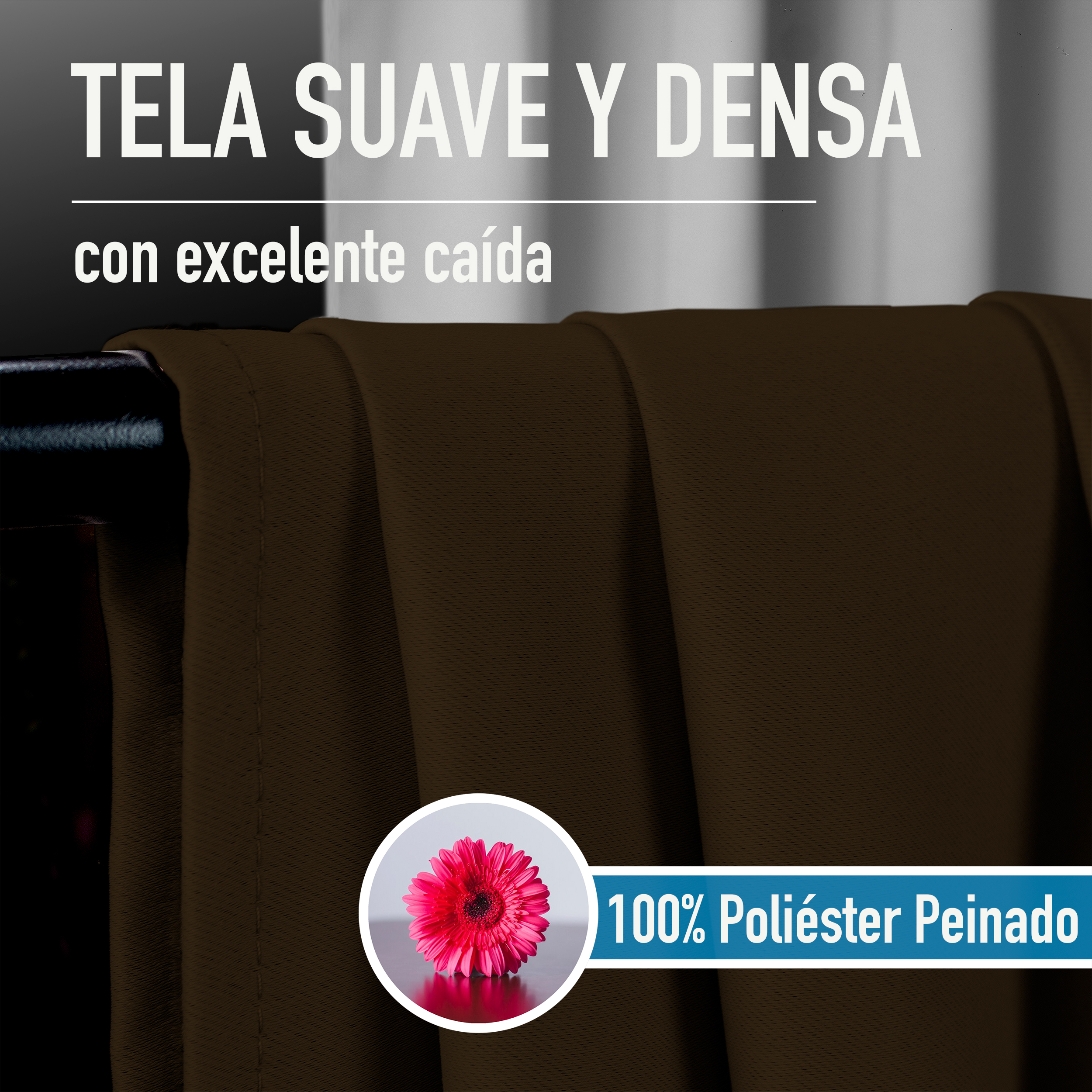 Cortinas Blackout Café Térmico Largas Lisa Opaca 95% Bloqueo Luz .