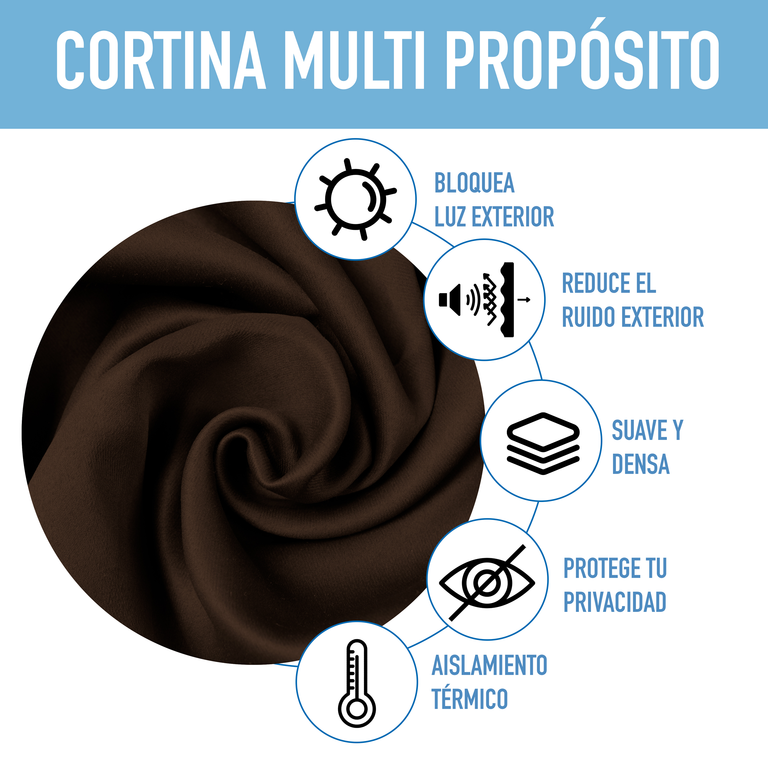 Cortinas Blackout Café Térmico Largas Lisa Opaca 95% Bloqueo Luz .