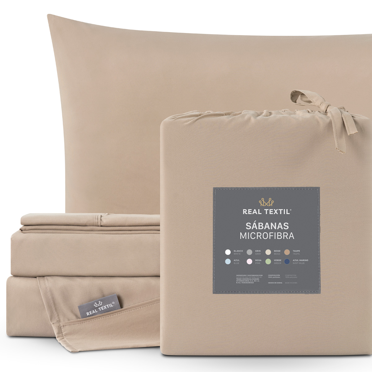 Juego de Sábanas Microfibra King Size Taupe REAL TEXTIL