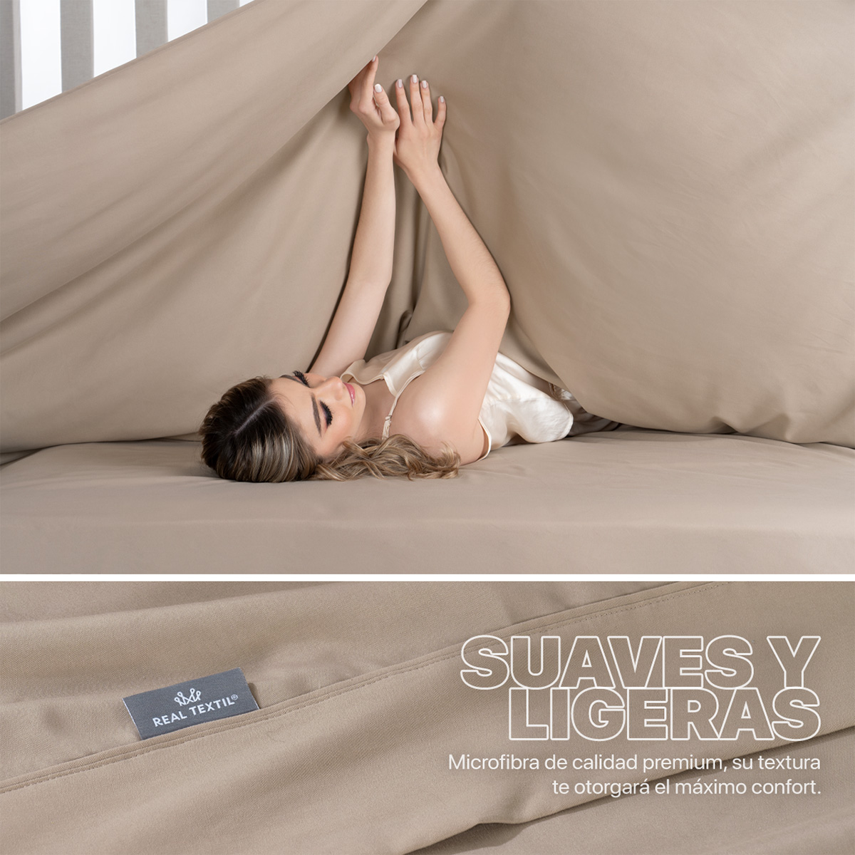 Juego de Sábanas Microfibra King Size Taupe REAL TEXTIL