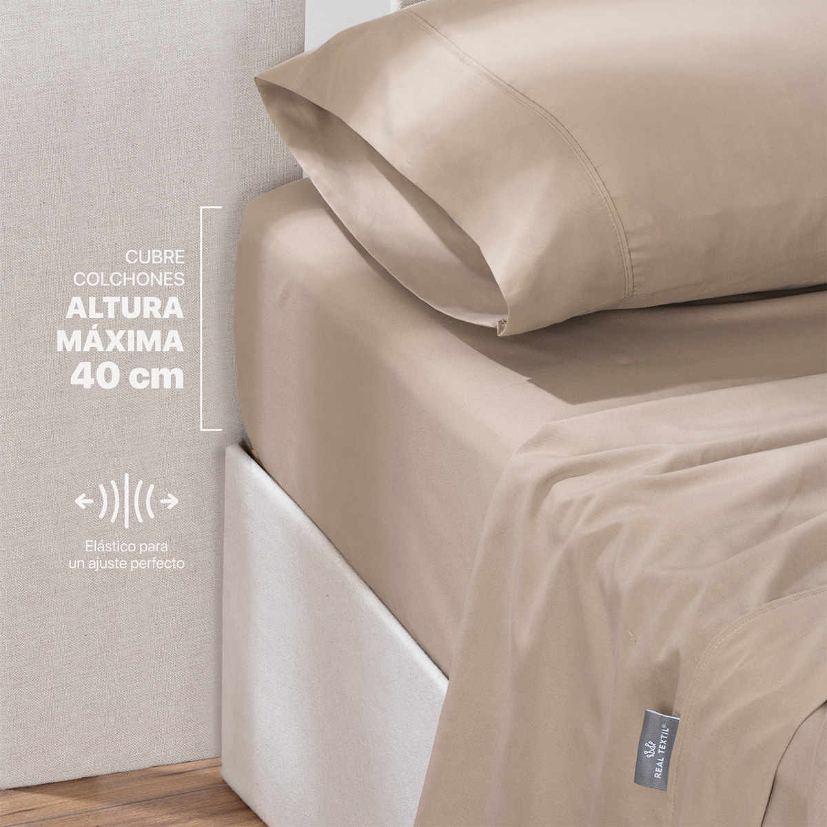 Juego de Sábanas Microfibra King Size Taupe REAL TEXTIL