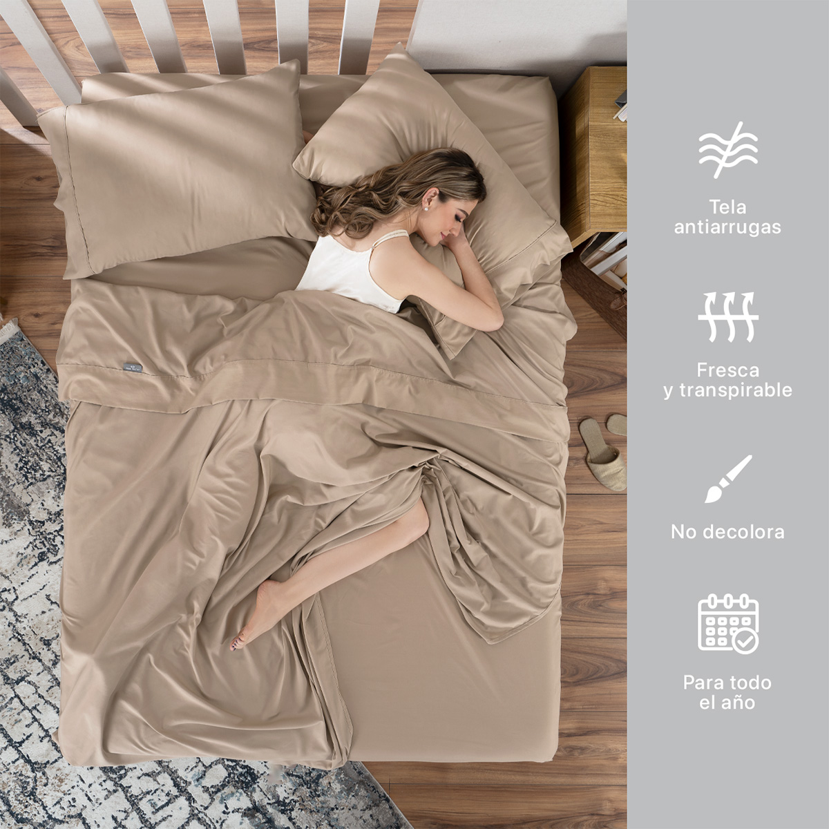 Juego de Sábanas Microfibra King Size Taupe REAL TEXTIL