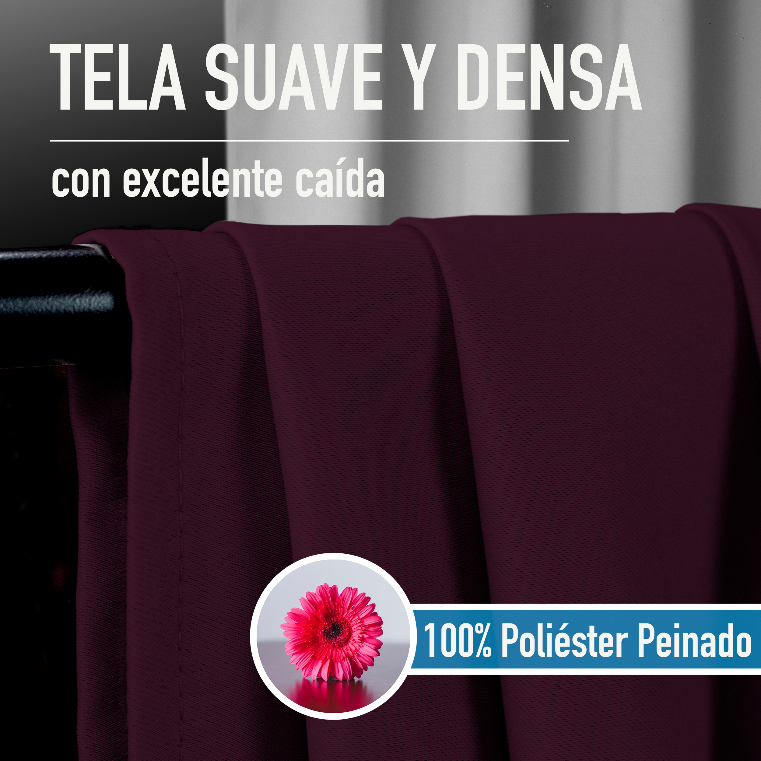 Cortinas Blackout Uva Térmico Largas Lisa Opaca 95% Bloqueo Luz.