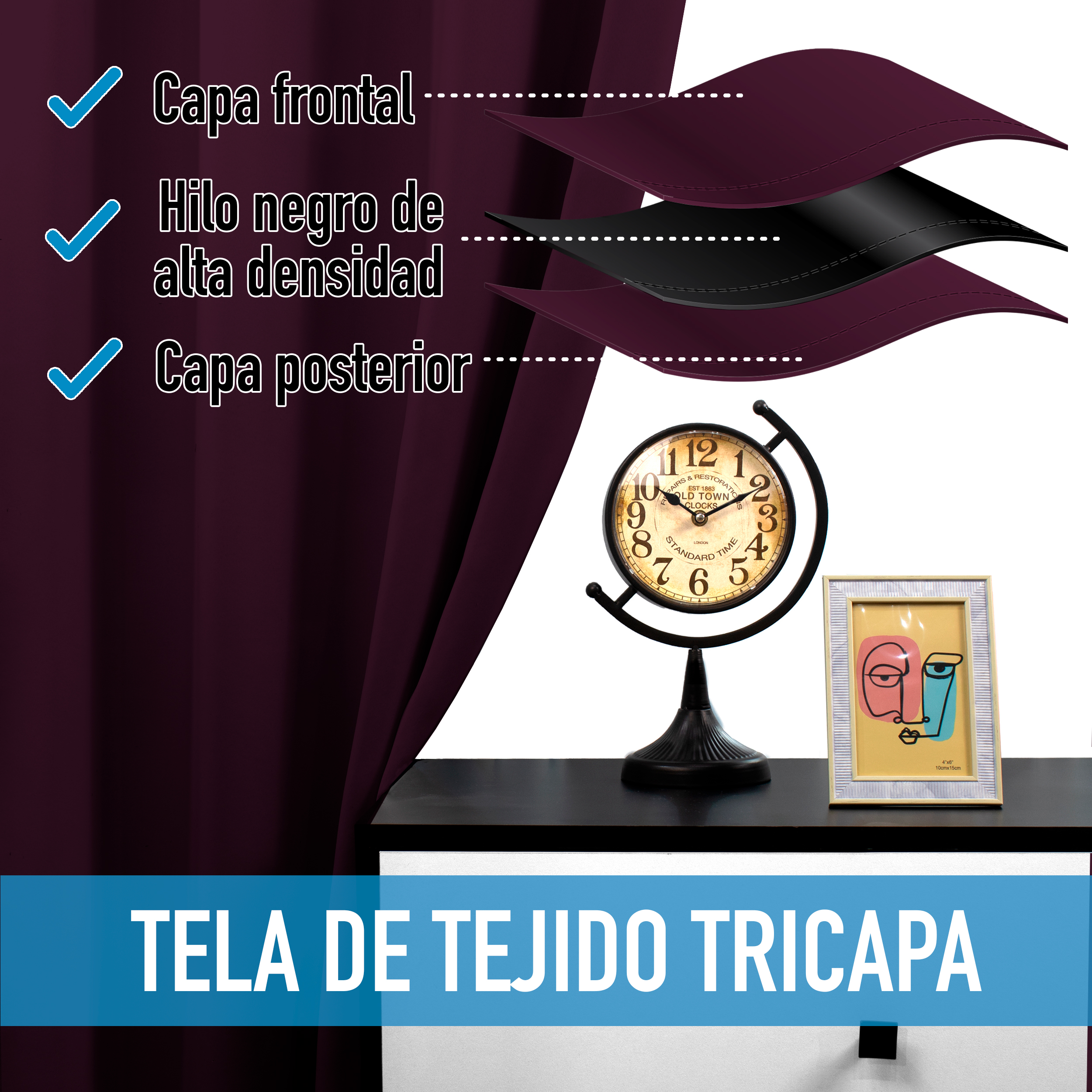 Cortinas Blackout Uva Térmico Largas Lisa Opaca 95% Bloqueo Luz.