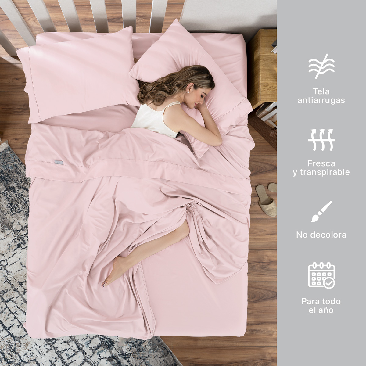 Juego de Sábanas Microfibra Individual Rosa REAL TEXTIL