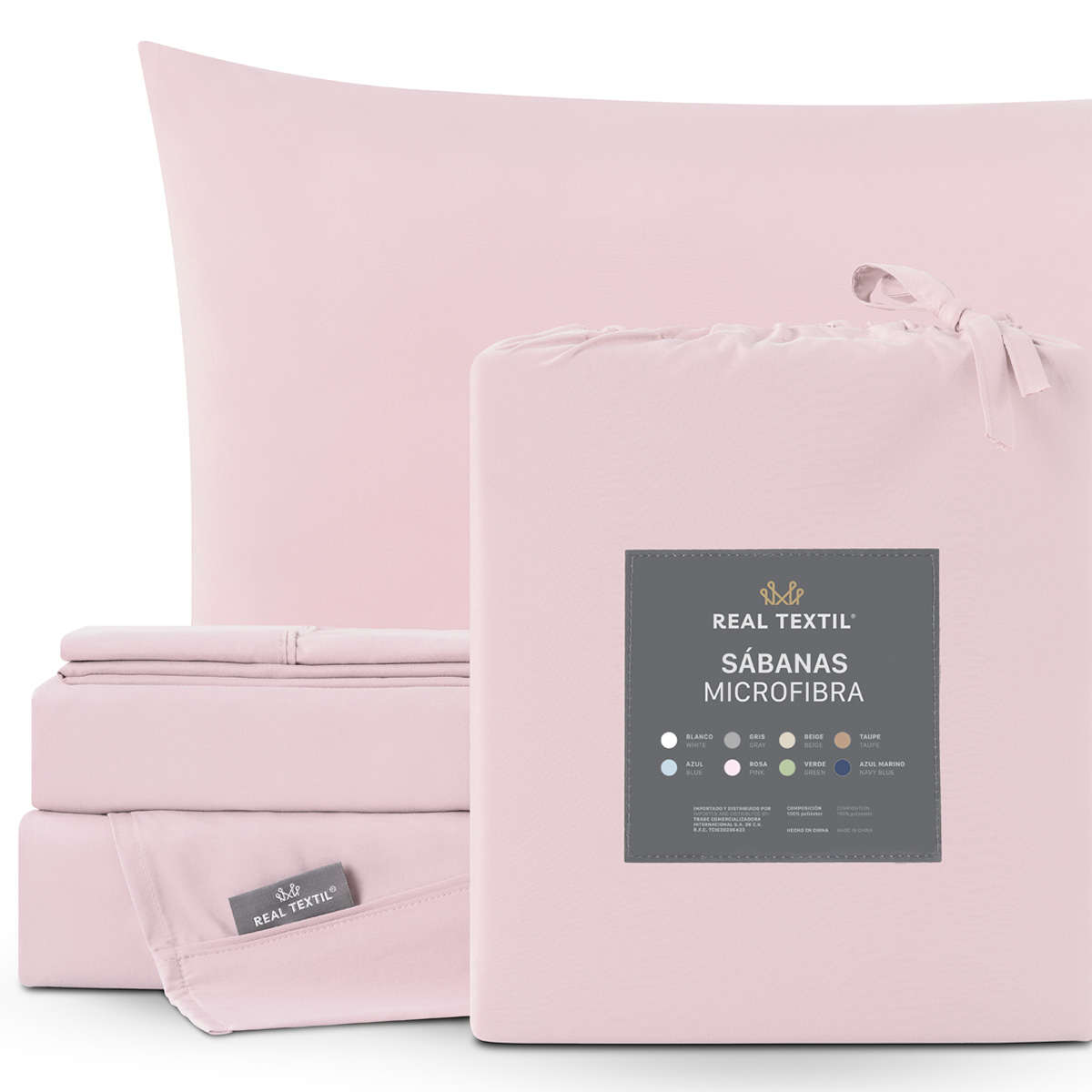 Juego de Sábanas Microfibra Individual Rosa REAL TEXTIL
