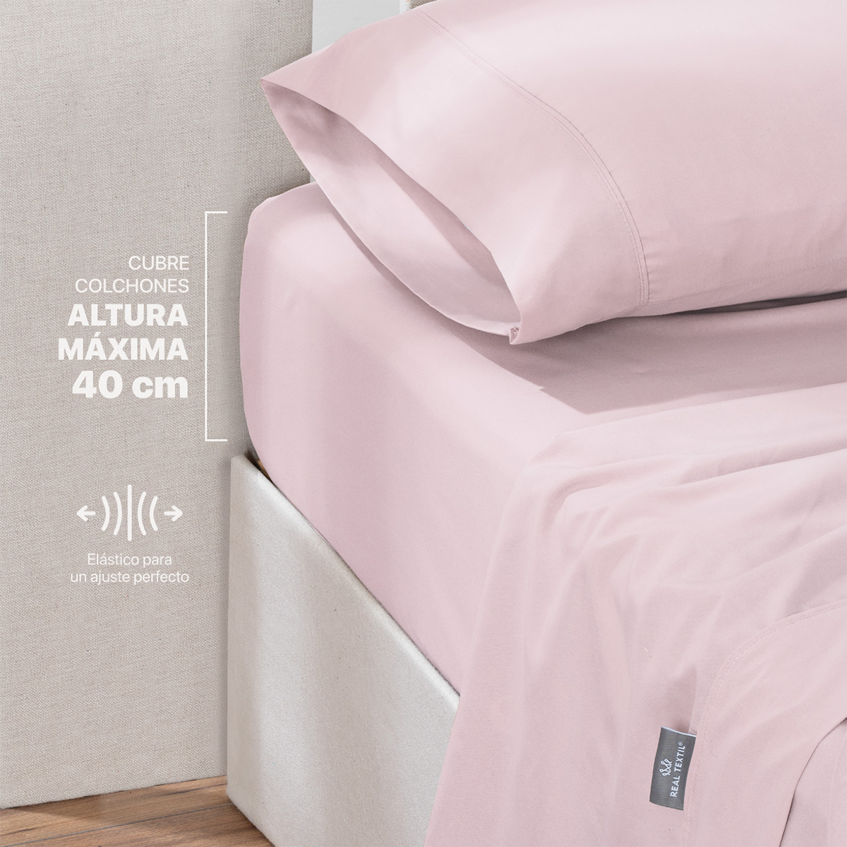 Juego de Sábanas Microfibra Individual Rosa REAL TEXTIL