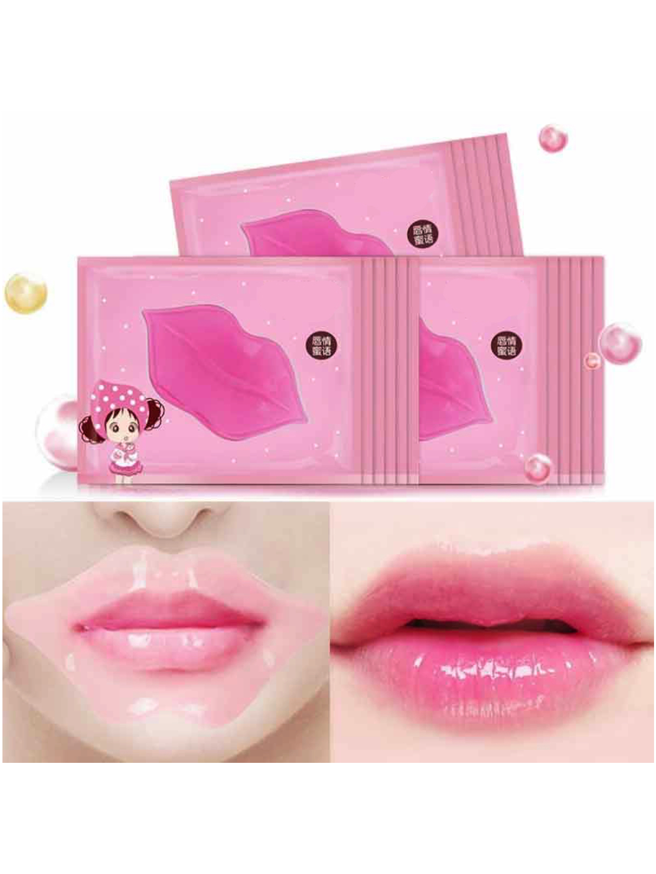 Paquete de 10 Sobres de Parches de Colágeno Para Labios Hidratante.