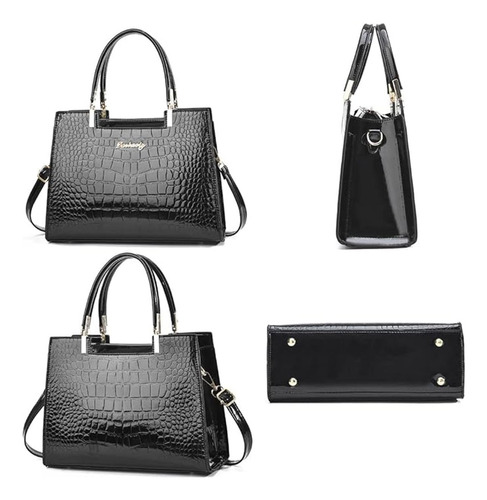 Bolso Bandolera Negra Dama Elegante Mano Impermeabl Moda
