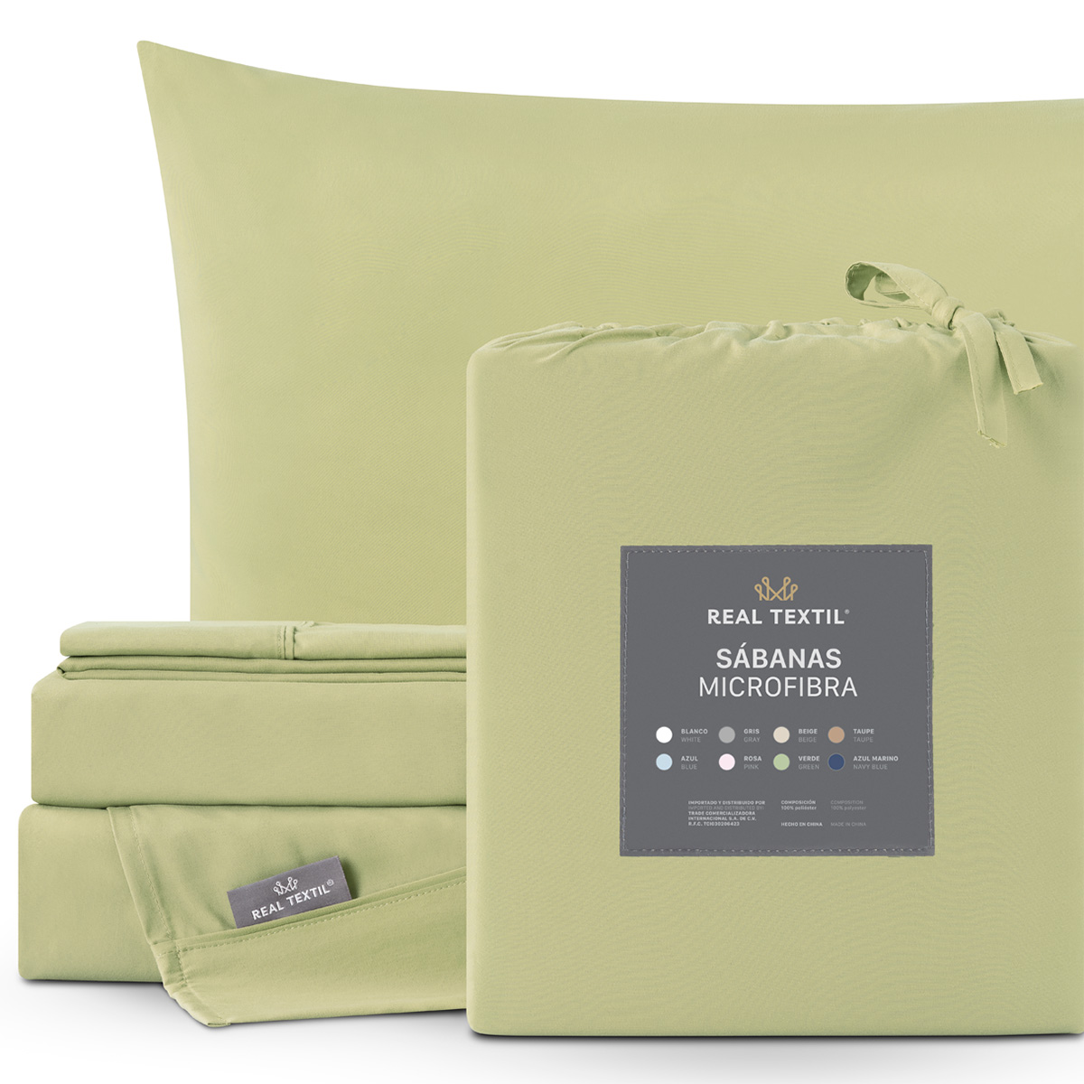 Juego de Sábanas Microfibra King  Size Verde REAL TEXTIL