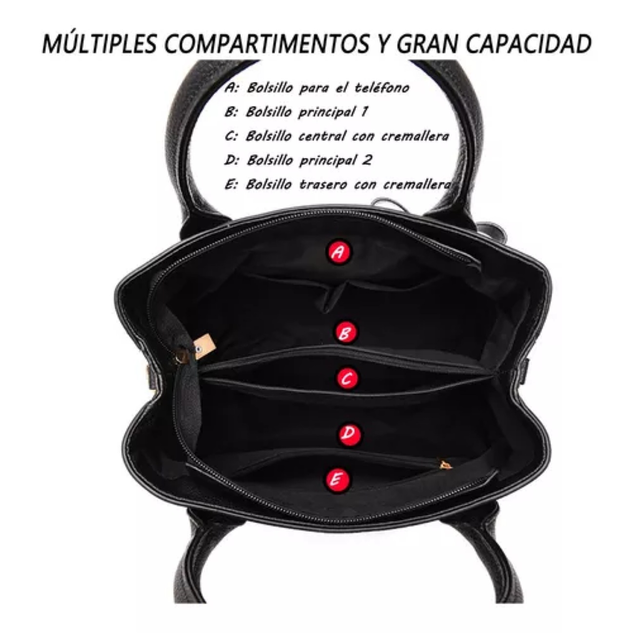 Bolso Mano Tote Bolsa Mochila Mujer Gran Capacidad Ligero