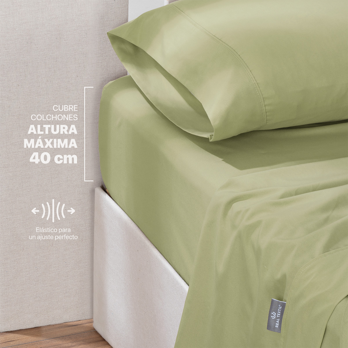 Juego de Sábanas Microfibra King  Size Verde REAL TEXTIL