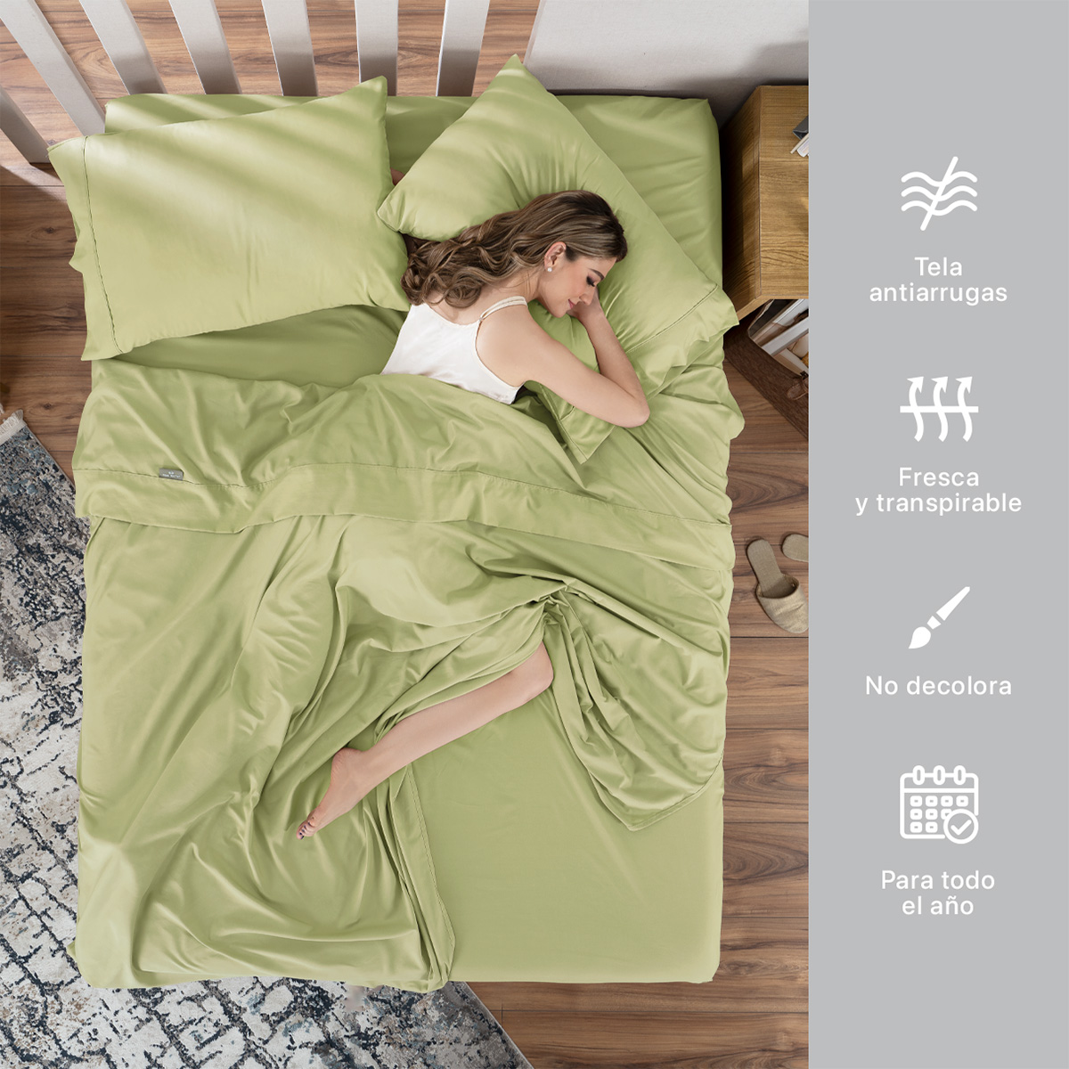 Juego de Sábanas Microfibra King  Size Verde REAL TEXTIL