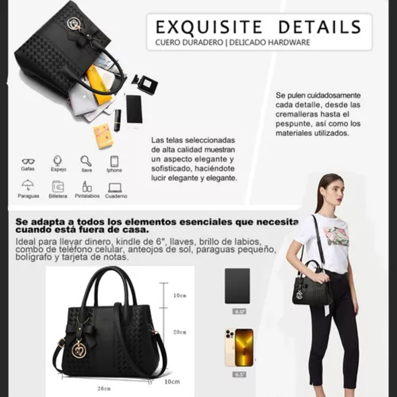 Bolso Mano Tote Bolsa Mochila Mujer Gran Capacidad Ligero