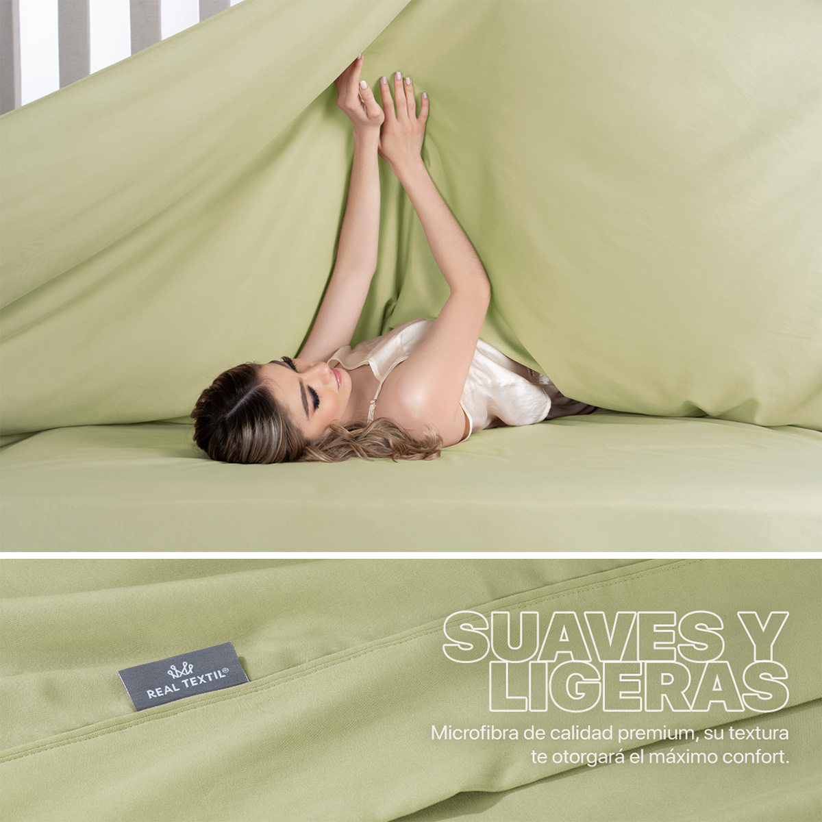 Juego de Sábanas Microfibra King  Size Verde REAL TEXTIL